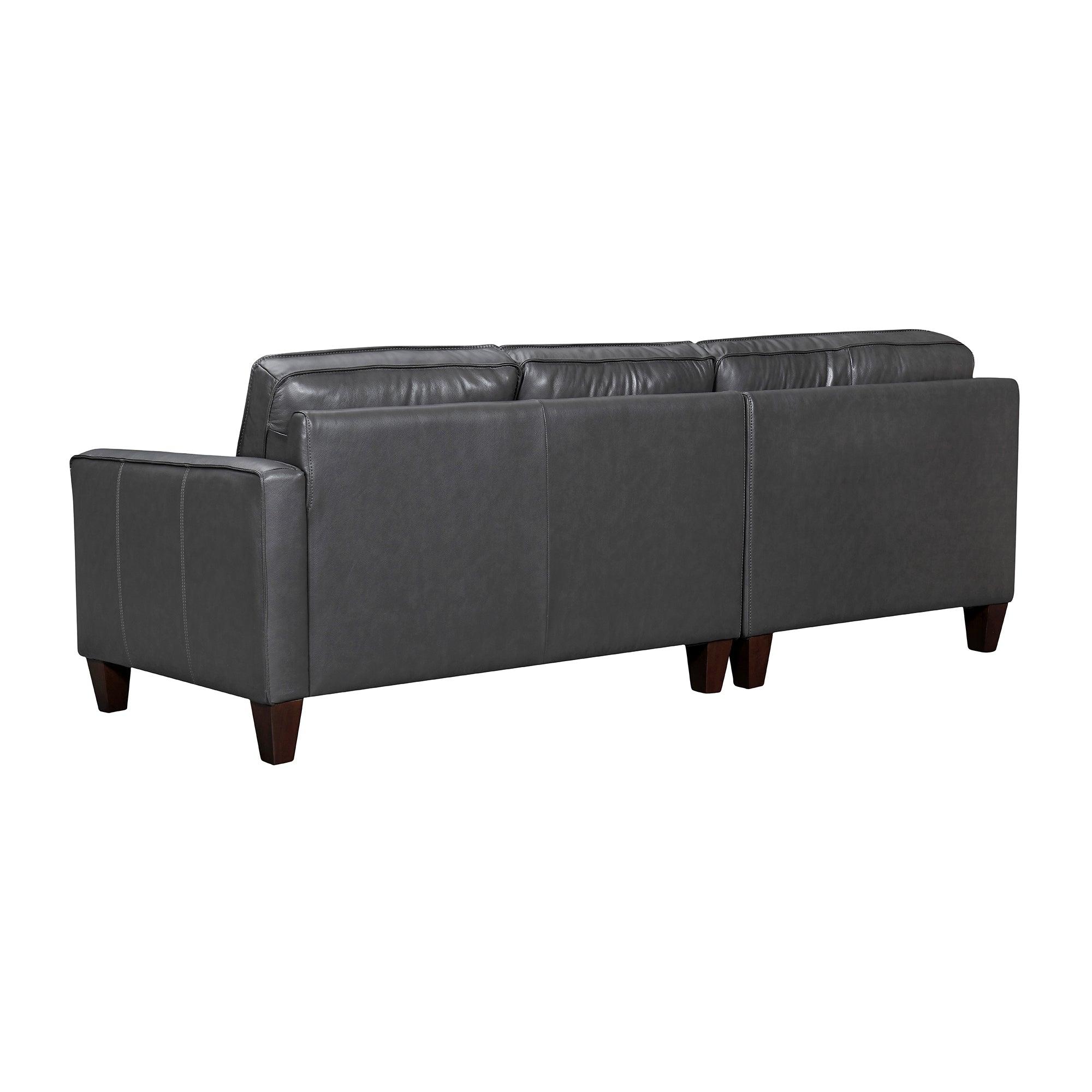Summit 3 Piece Pewter Leather Sectional Sofa By Armen Living - Image 4
