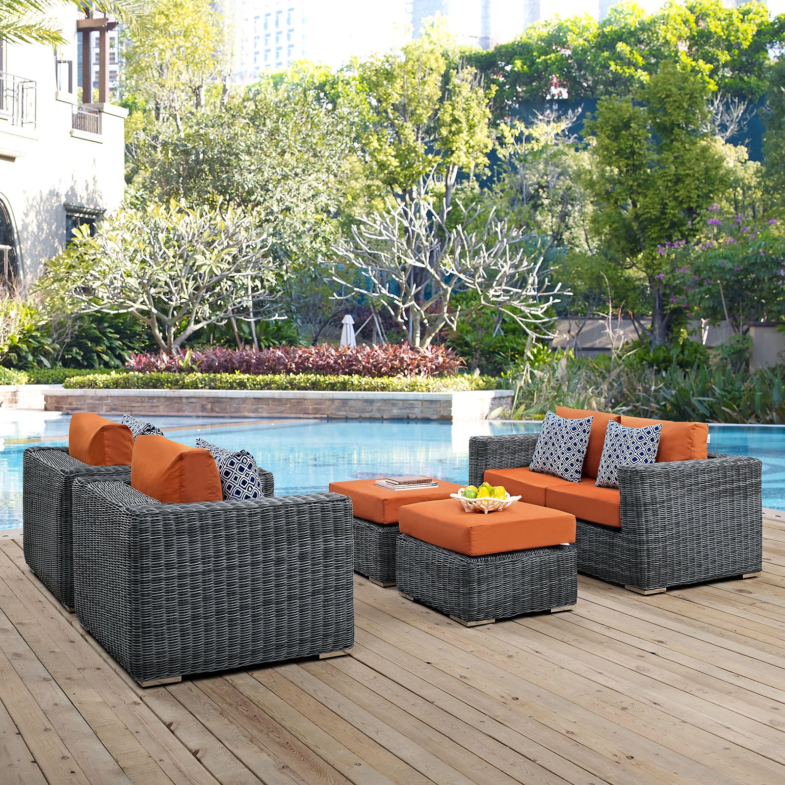 Summon 5 Piece Outdoor Patio Sunbrella¨ Sectional Set by Modway
