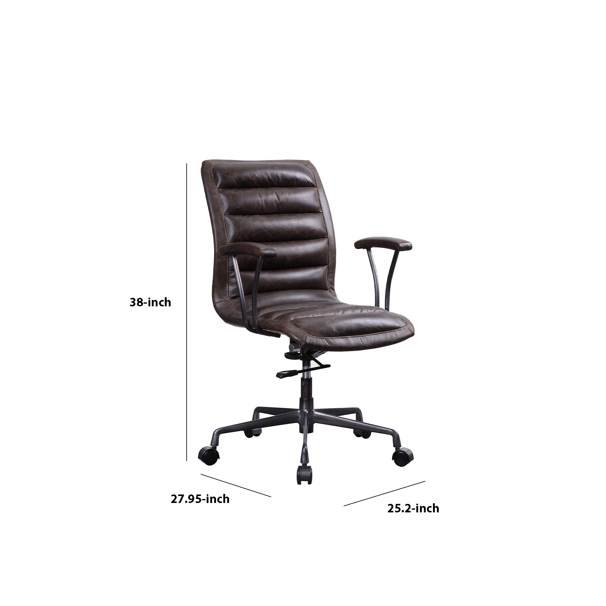 Swivel Adjustable Leatherette Executive Office Chair, Brown By Benzara - Image 5