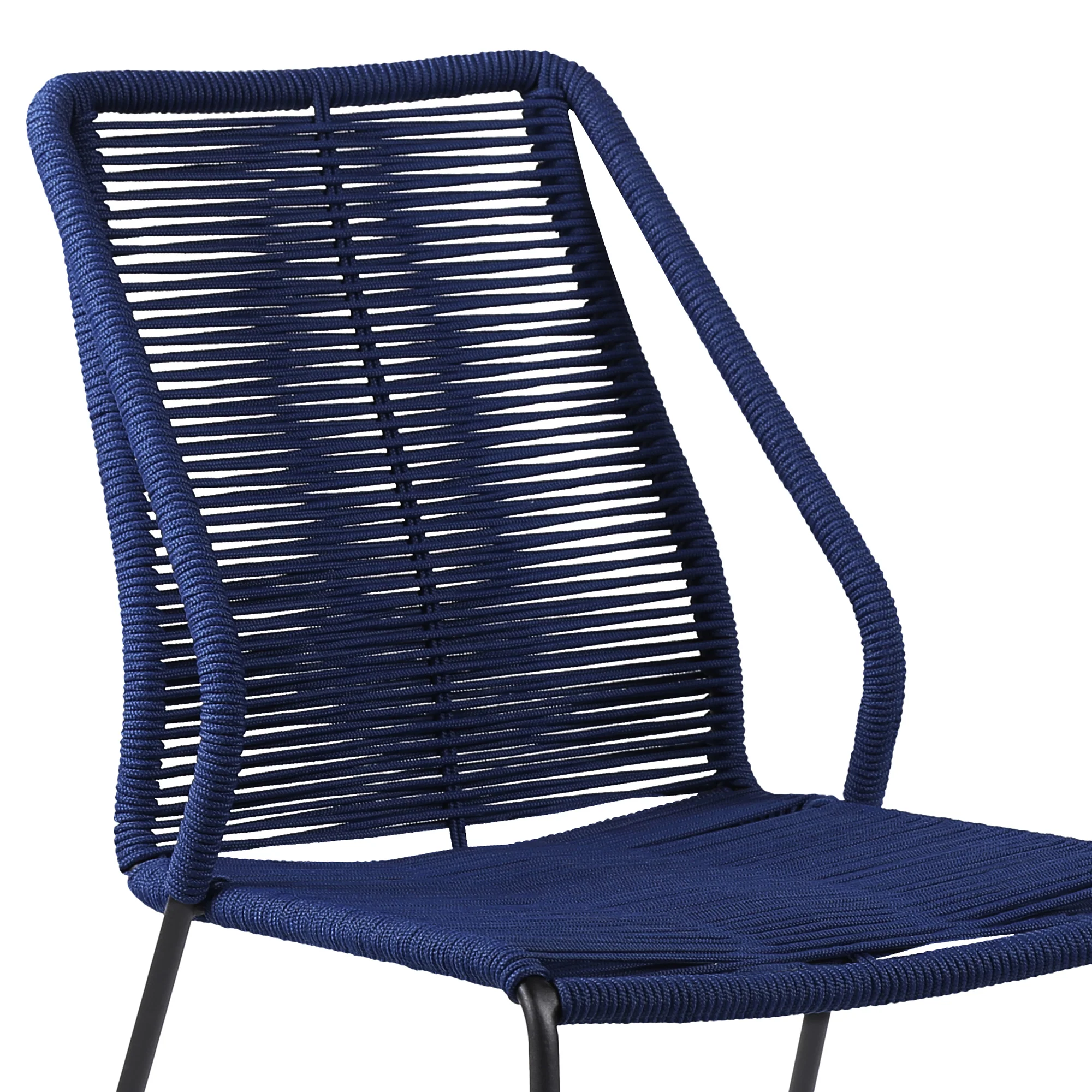 Sydney and Clip 3 Piece Outdoor Patio 36" Dining Set in Black Eucalyptus Wood and Black Rope By Armen Living - Image 17