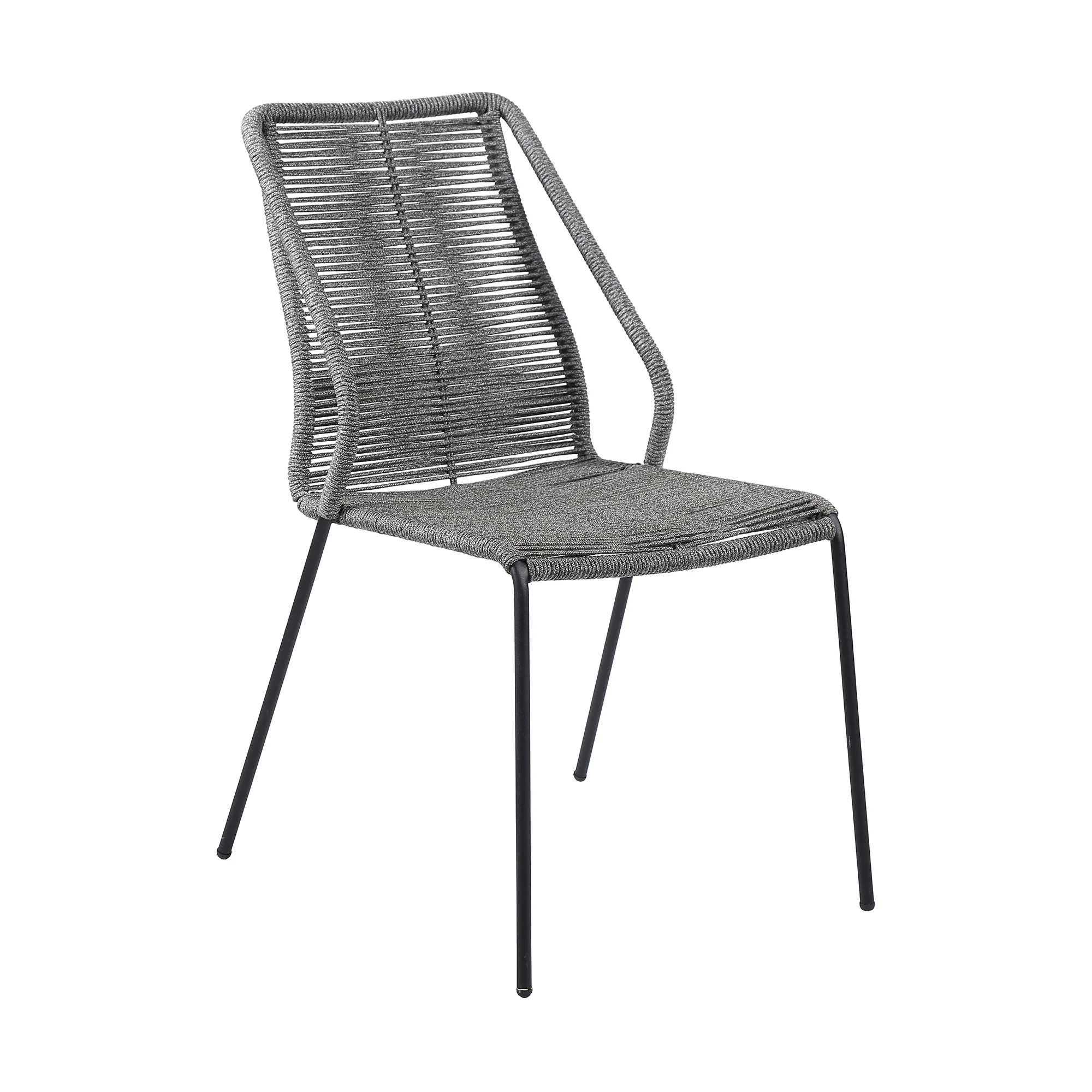 Sydney and Clip 3 Piece Outdoor Patio 36" Dining Set in Black Eucalyptus Wood and Grey Rope By Armen Living - Image 3