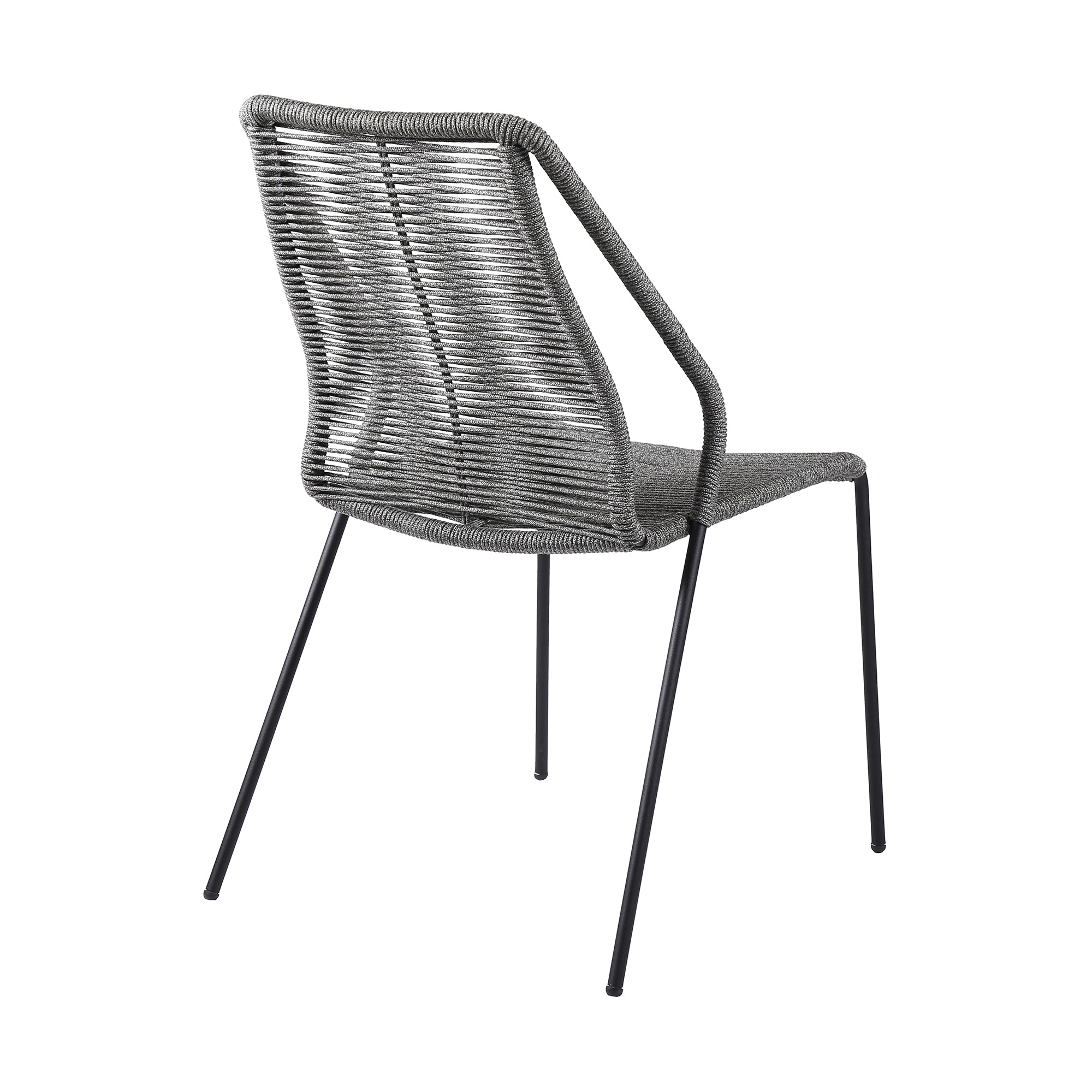 Sydney and Clip 3 Piece Outdoor Patio 36" Dining Set in Black Eucalyptus Wood and Grey Rope By Armen Living - Image 4