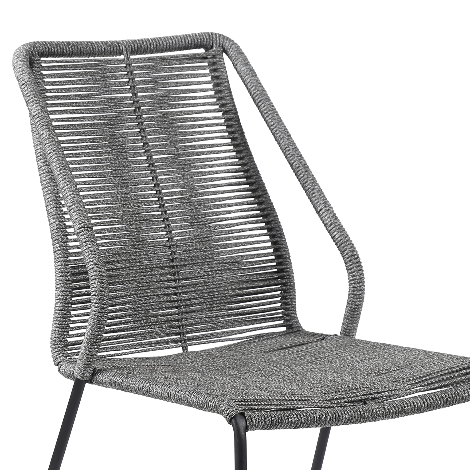 Sydney and Clip 3 Piece Outdoor Patio 36" Dining Set in Black Eucalyptus Wood and Grey Rope By Armen Living - Image 7