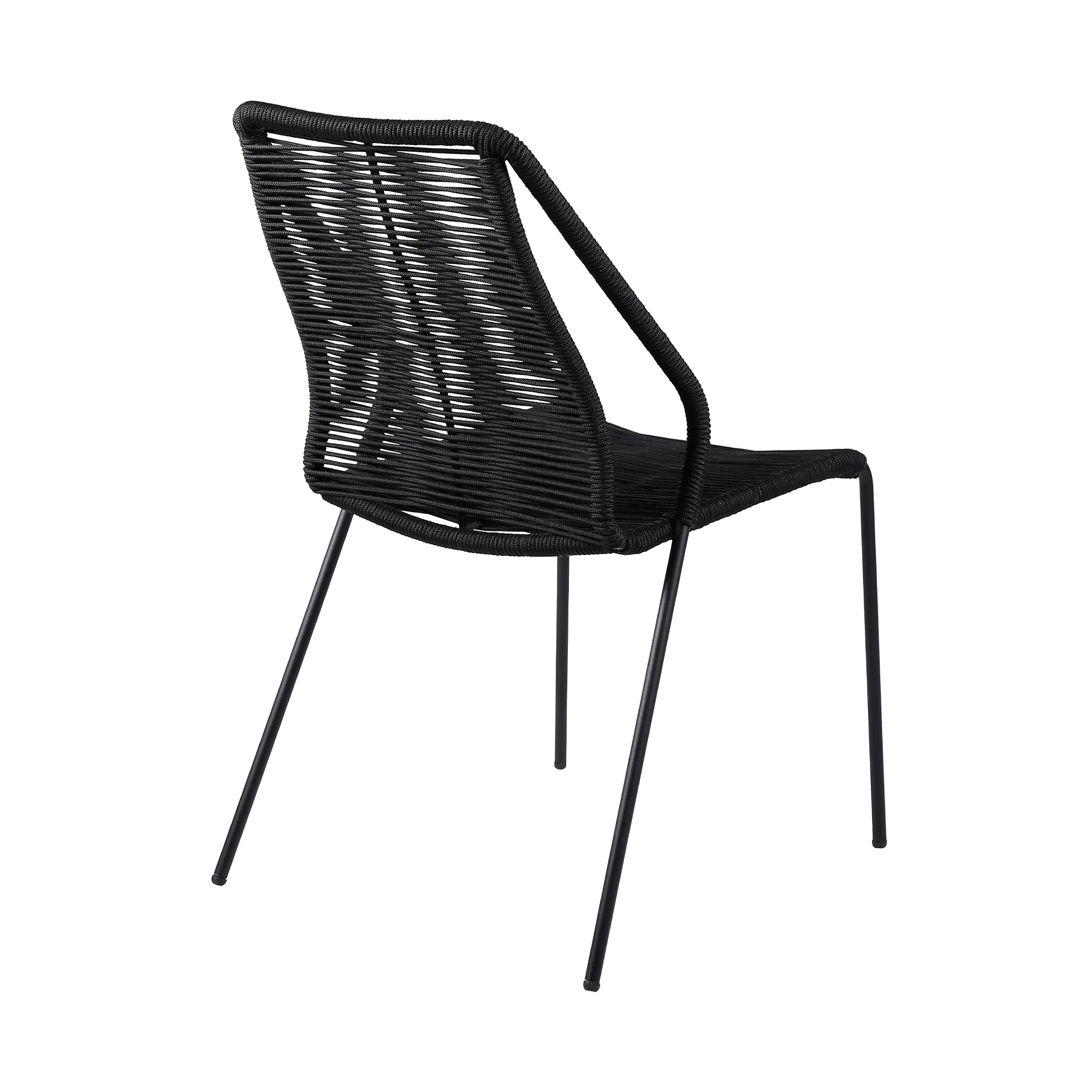 Sydney and Clip Outdoor Patio 5 Piece Dining Set in Black Rope with Black Eucalyptus Wood By Armen Living - Image 4