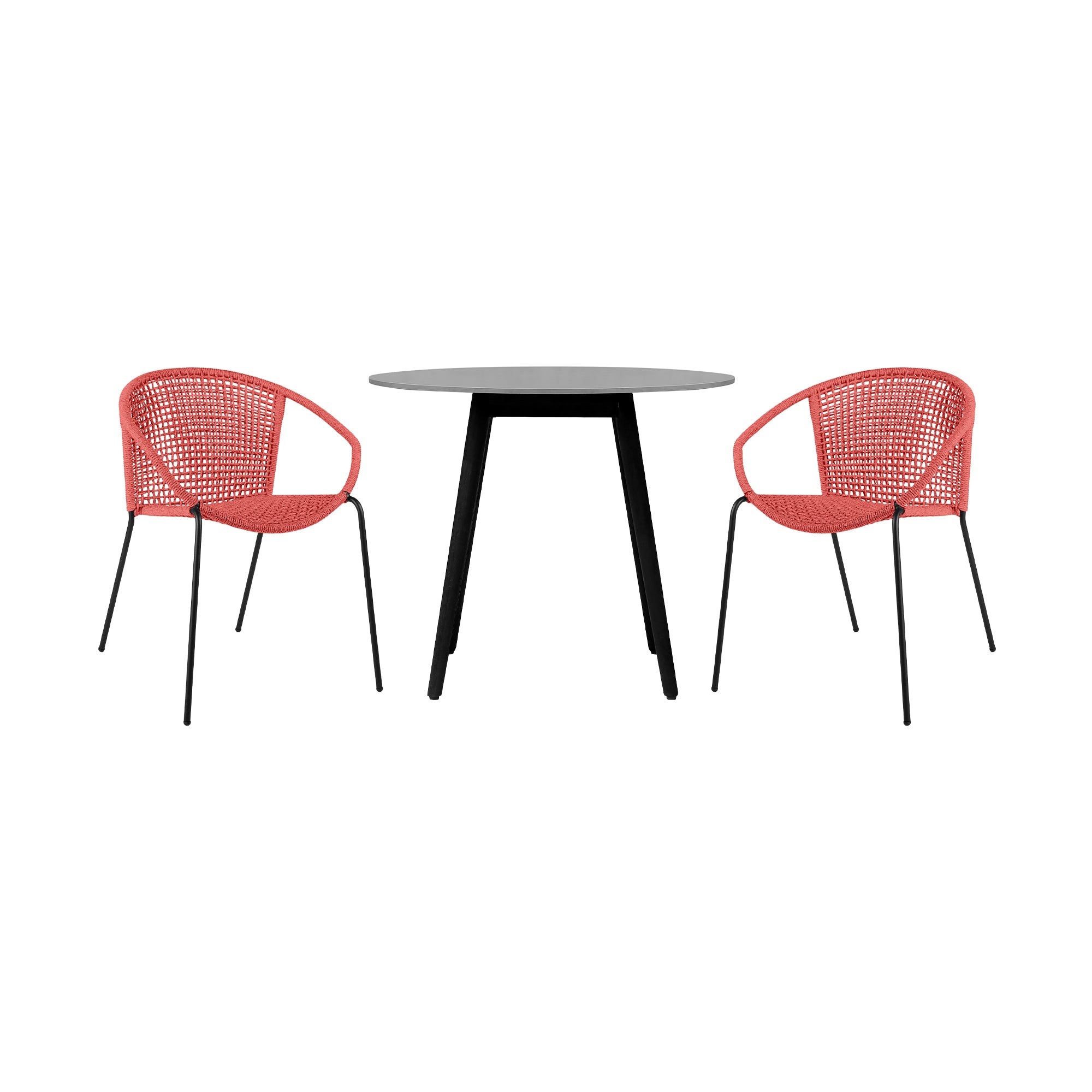 Sydney and Snack 3 Piece Outdoor Patio 36" Dining Set in Black Eucalyptus Wood and Black Rope By Armen Living - Image 22
