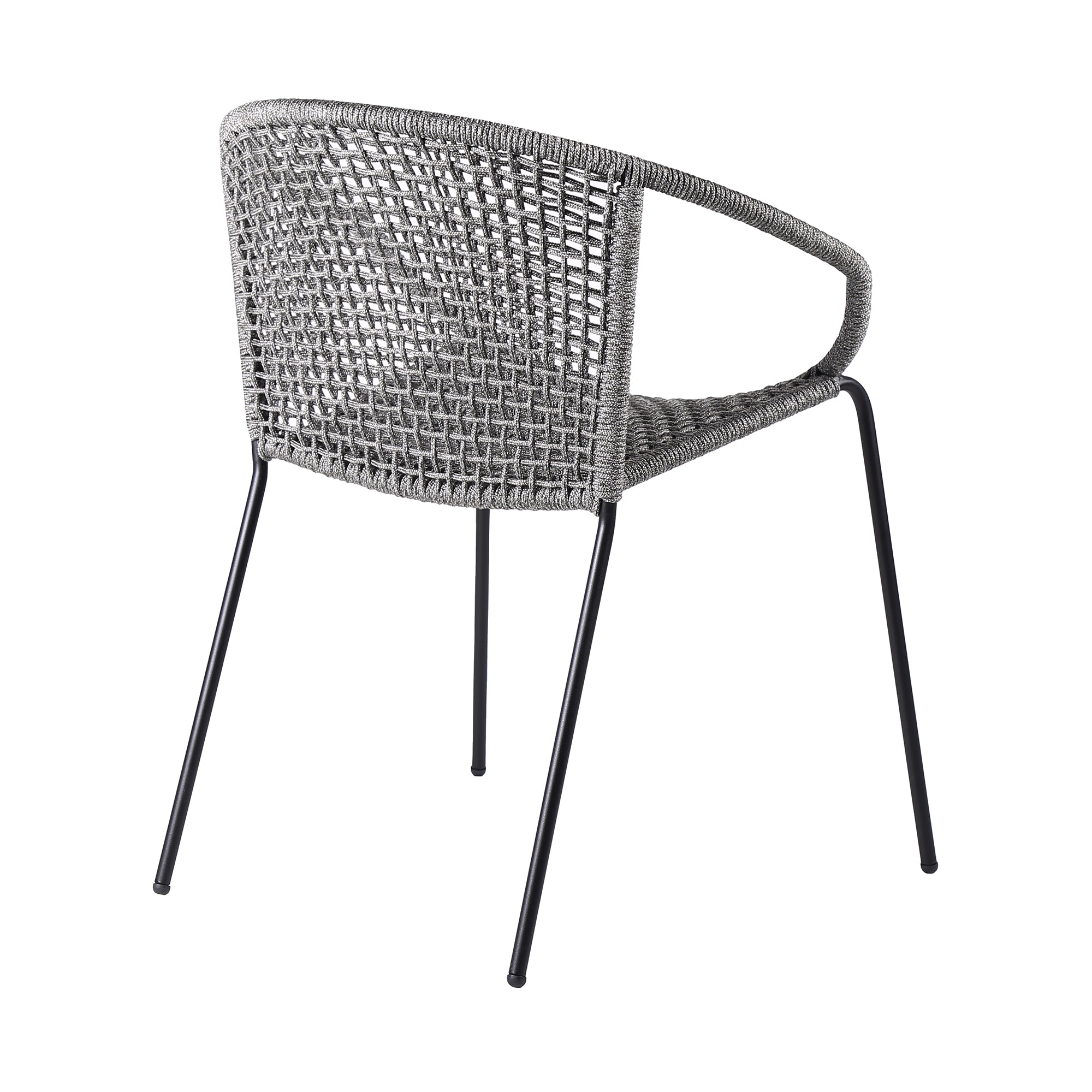 Sydney and Snack 5 Piece Outdoor Patio Dining Set in Grey Rope with Black Eucalyptus Wood By Armen Living - Image 4