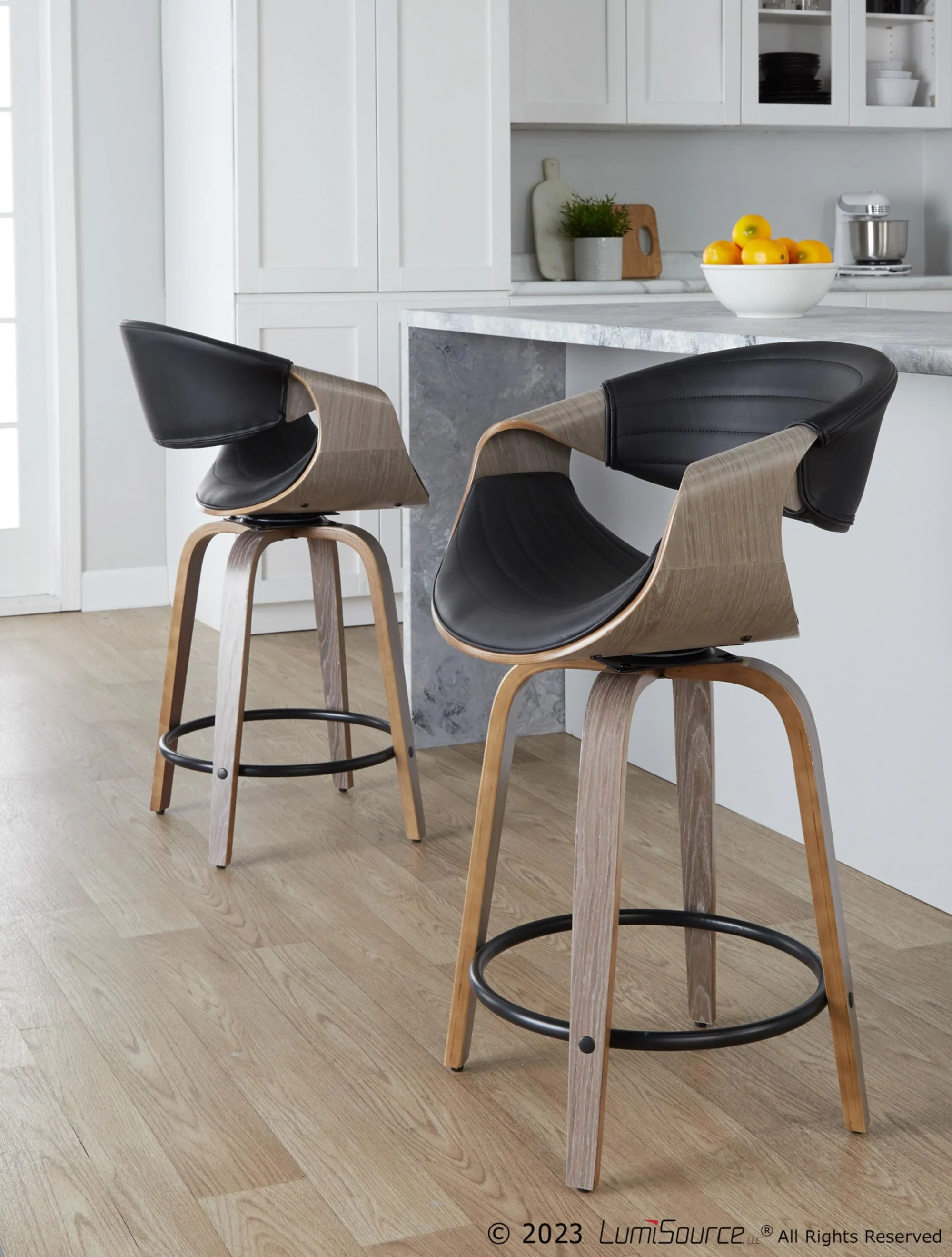 Symphony 24" Fixed-Height Counter Stool - Set of 2 By LumiSource - B24-SYMPPU-GRTZQ2 LGYLGYBK2