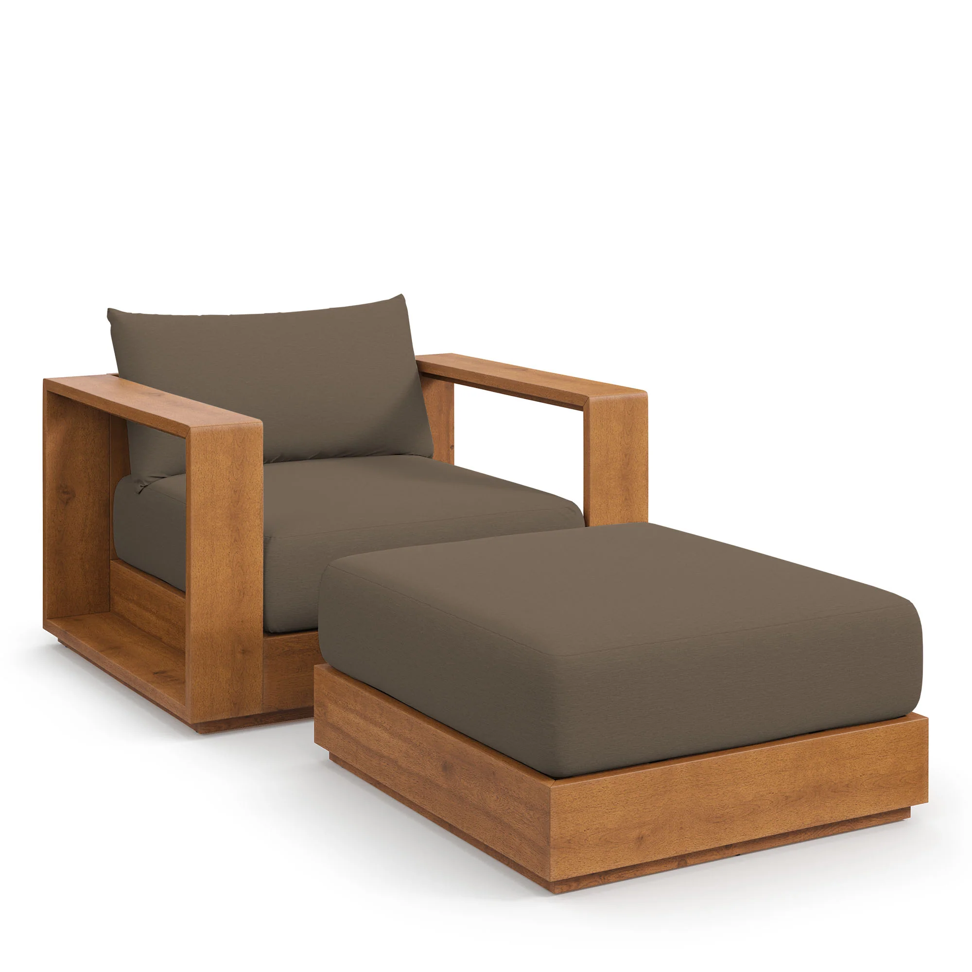 Tahoe 2-Piece Outdoor Patio Acacia Wood Armchair and Ottoman Set by Modway - Image 2