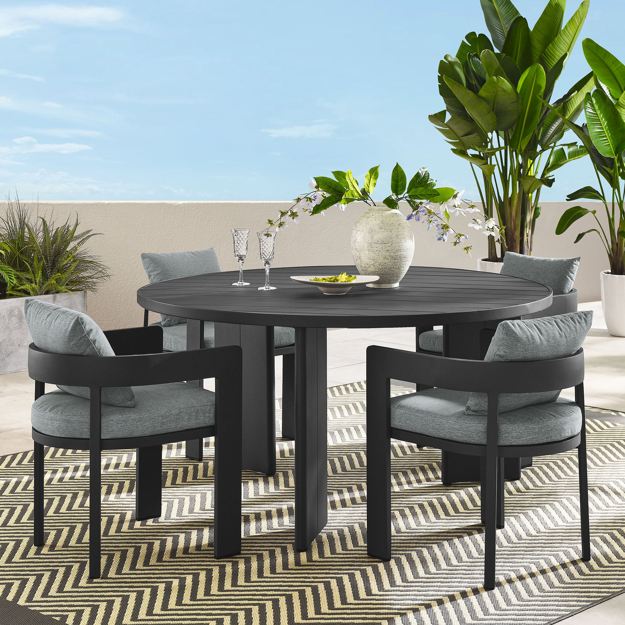 Tahoe 5-Piece Outdoor Patio Aluminum Dining Set by Modway - Image 9