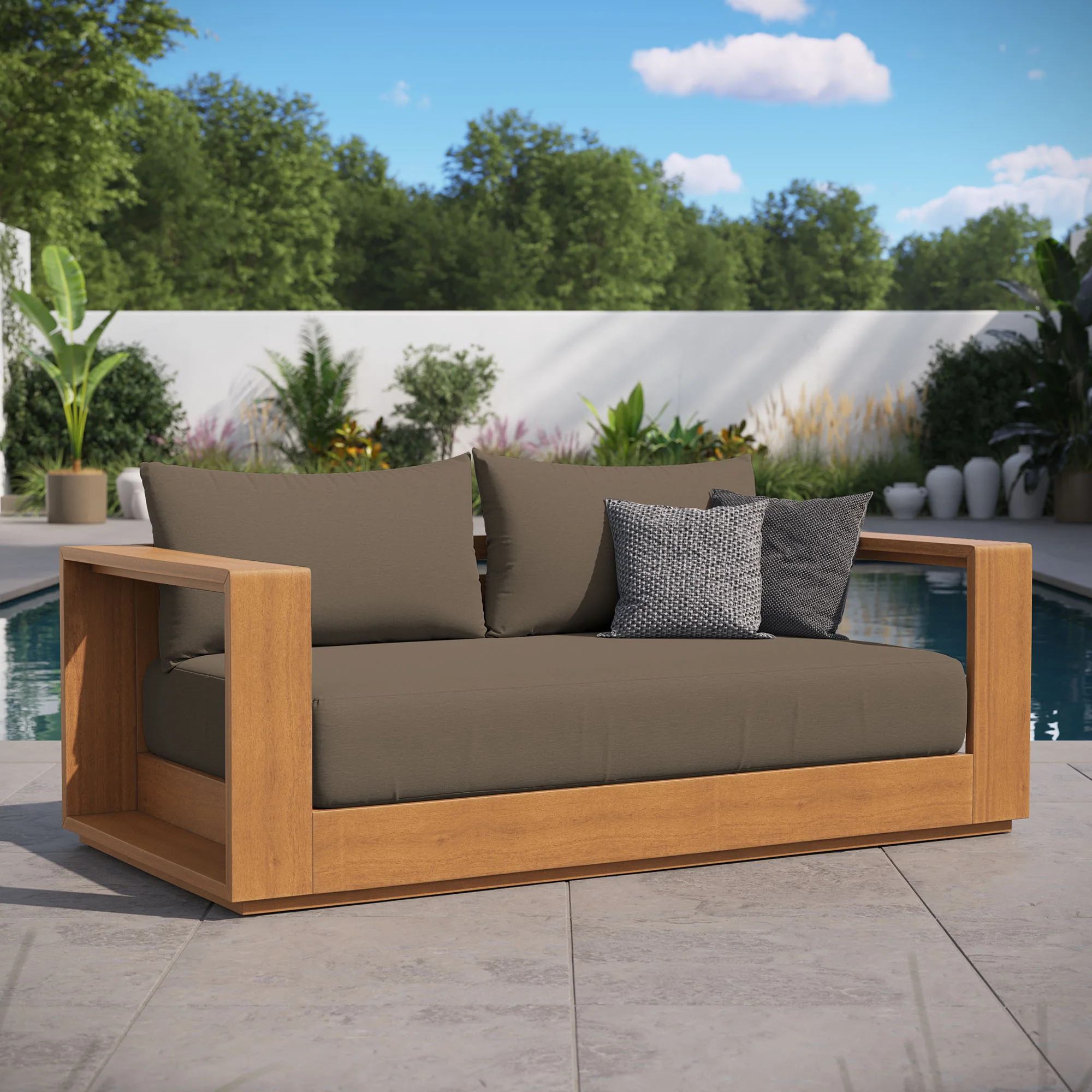 Tahoe Acacia Wood Outdoor Patio Acacia Wood Loveseat by Modway