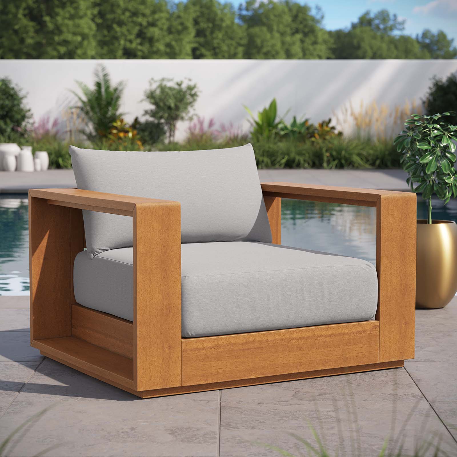 Tahoe Outdoor Patio Acacia Wood Chair By Modway - EEI-6782