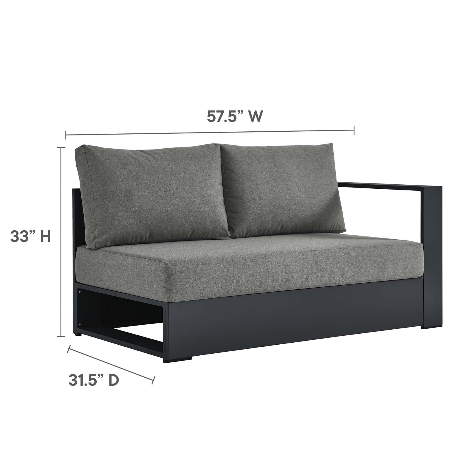 Tahoe Outdoor Patio Powder-Coated Aluminum 3-Piece Left-Facing Chaise Sectional Sofa Set By Modway - EEI-6672 - Image 6