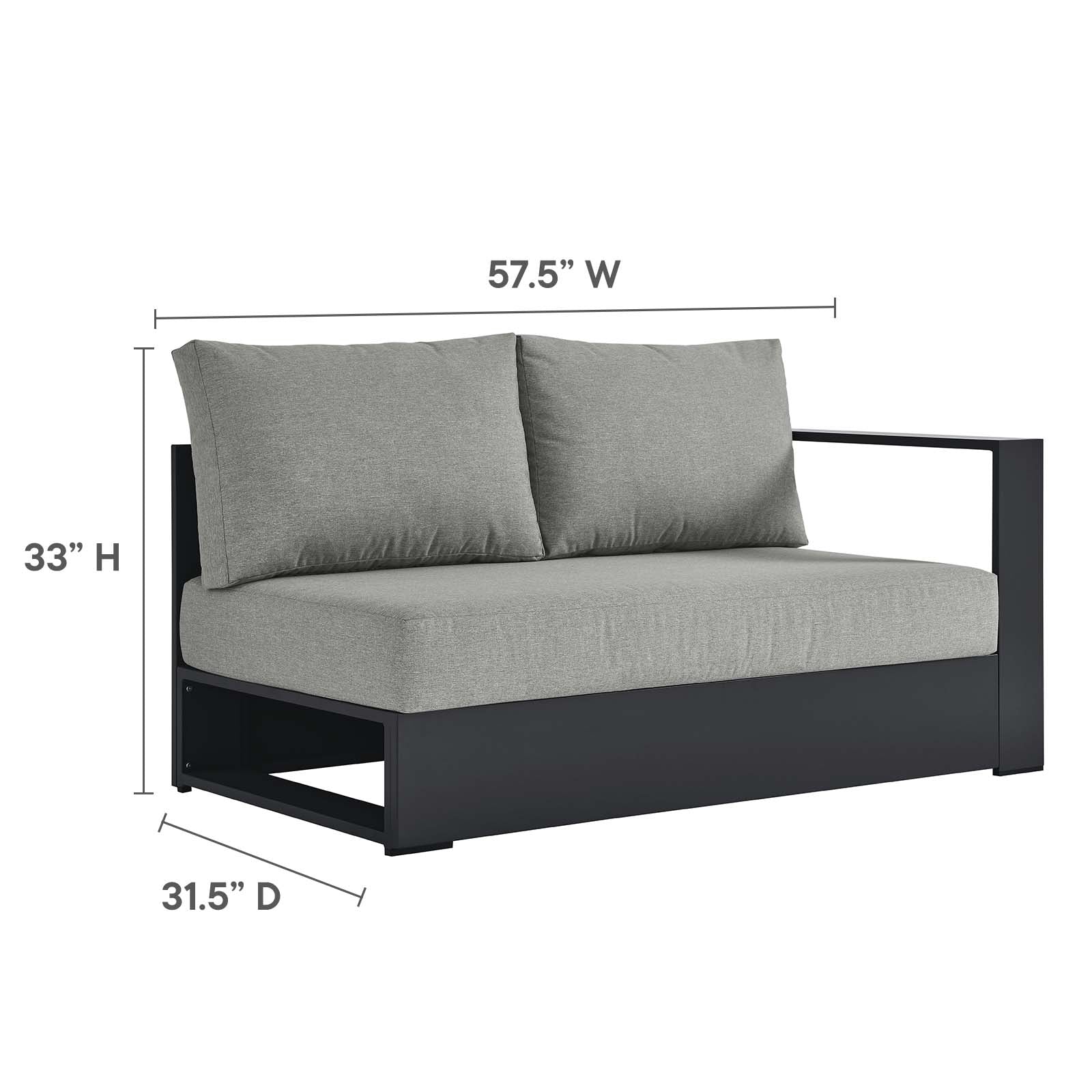 Tahoe Outdoor Patio Powder-Coated Aluminum 3-Piece Sectional Sofa Set By Modway - EEI-6668 - Image 14