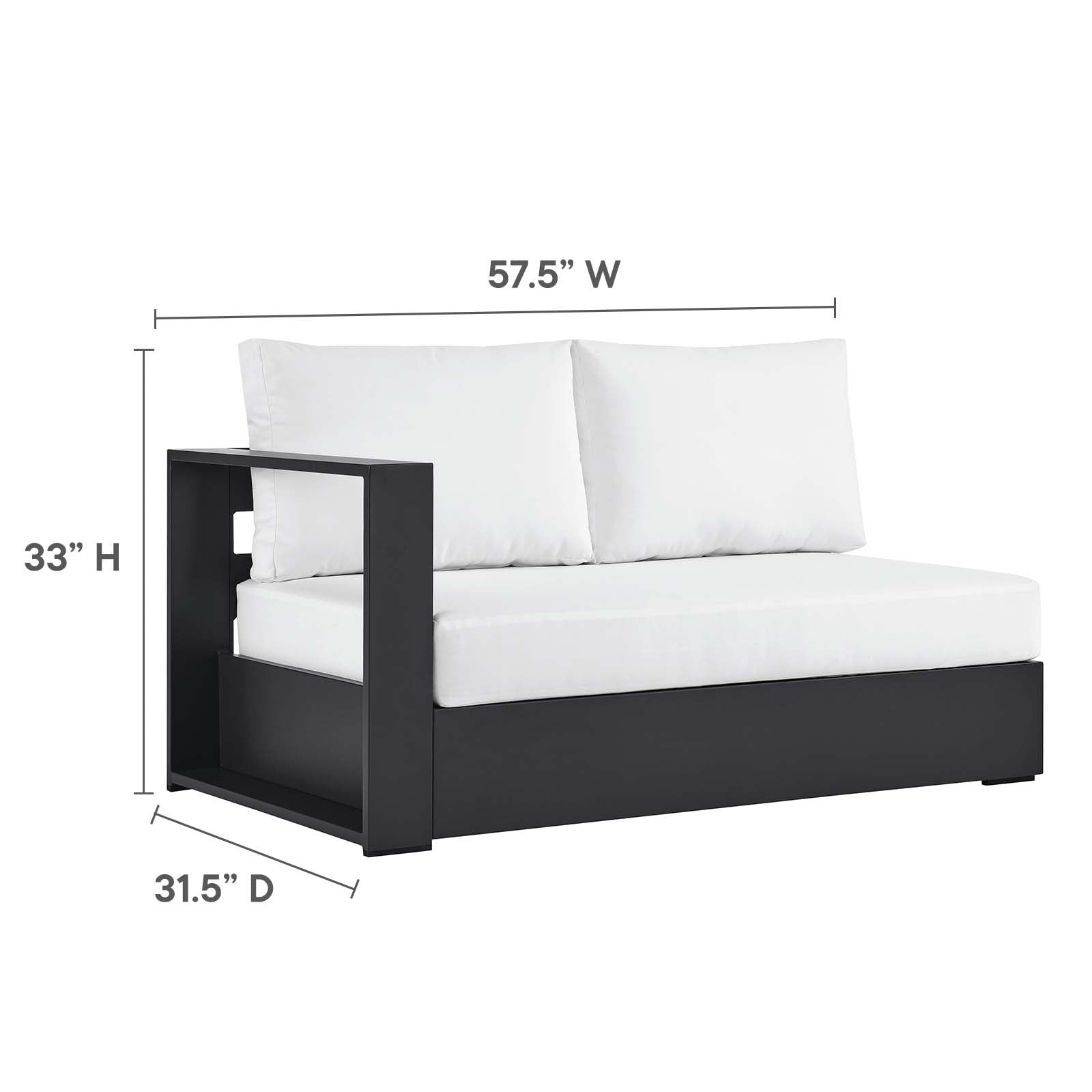 Tahoe Outdoor Patio Powder-Coated Aluminum 5-Piece Sectional Sofa Set By Modway - EEI-6674 - Image 23