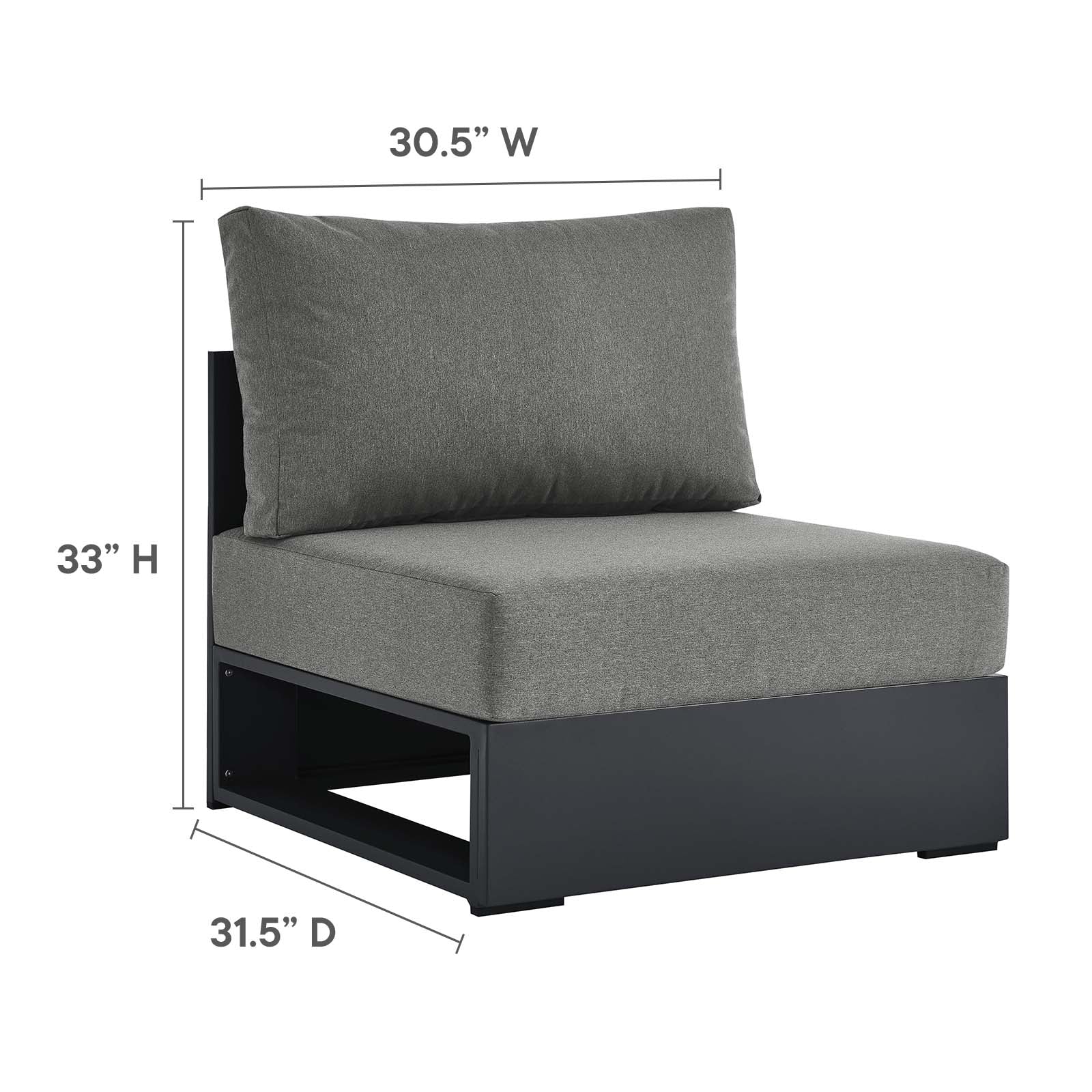 Tahoe Outdoor Patio Powder-Coated Aluminum Modular Armless Chair By Modway - EEI-6628 - Image 7