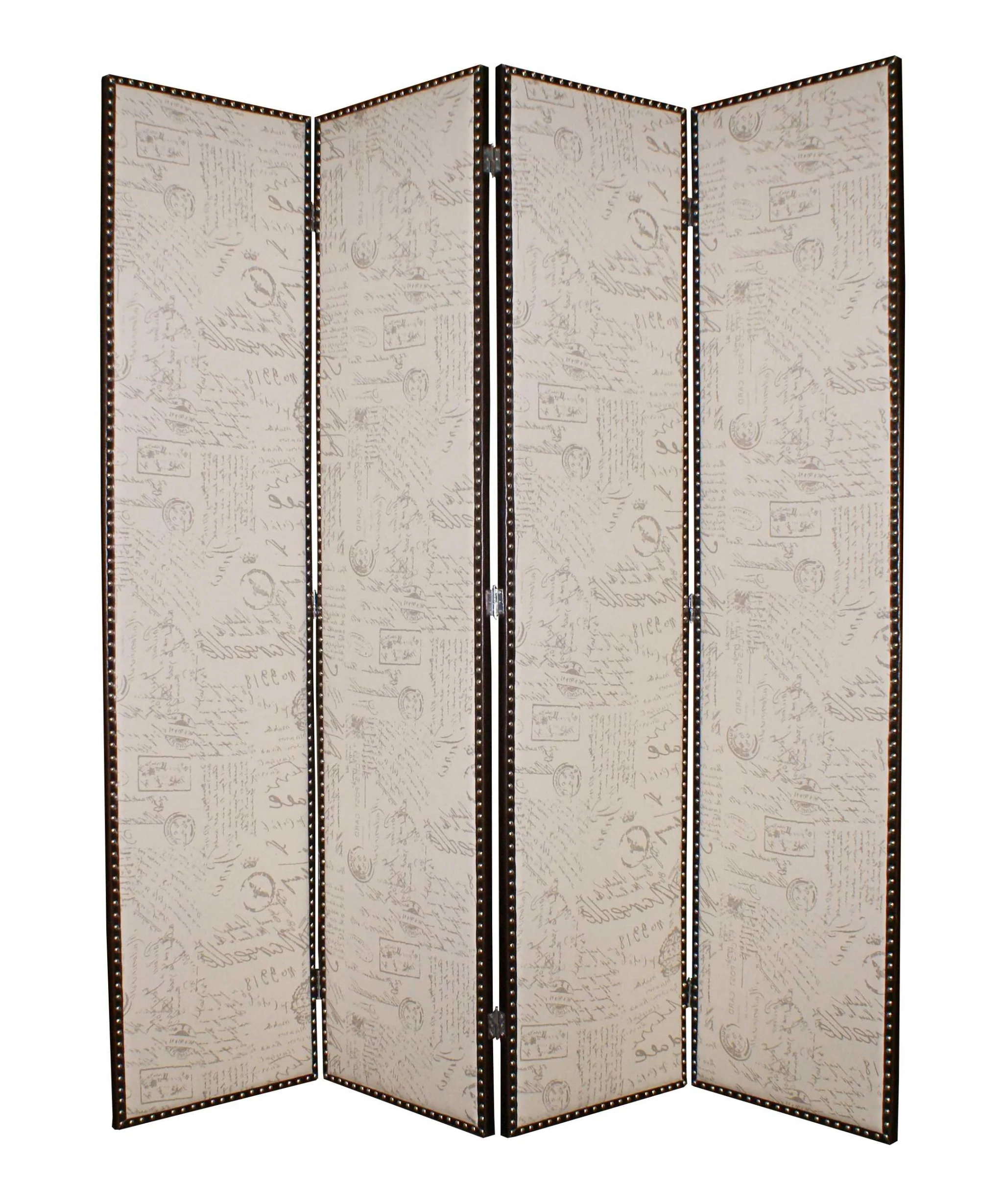 Tan Wood & Fabric Screen By Homeroots - Image 3