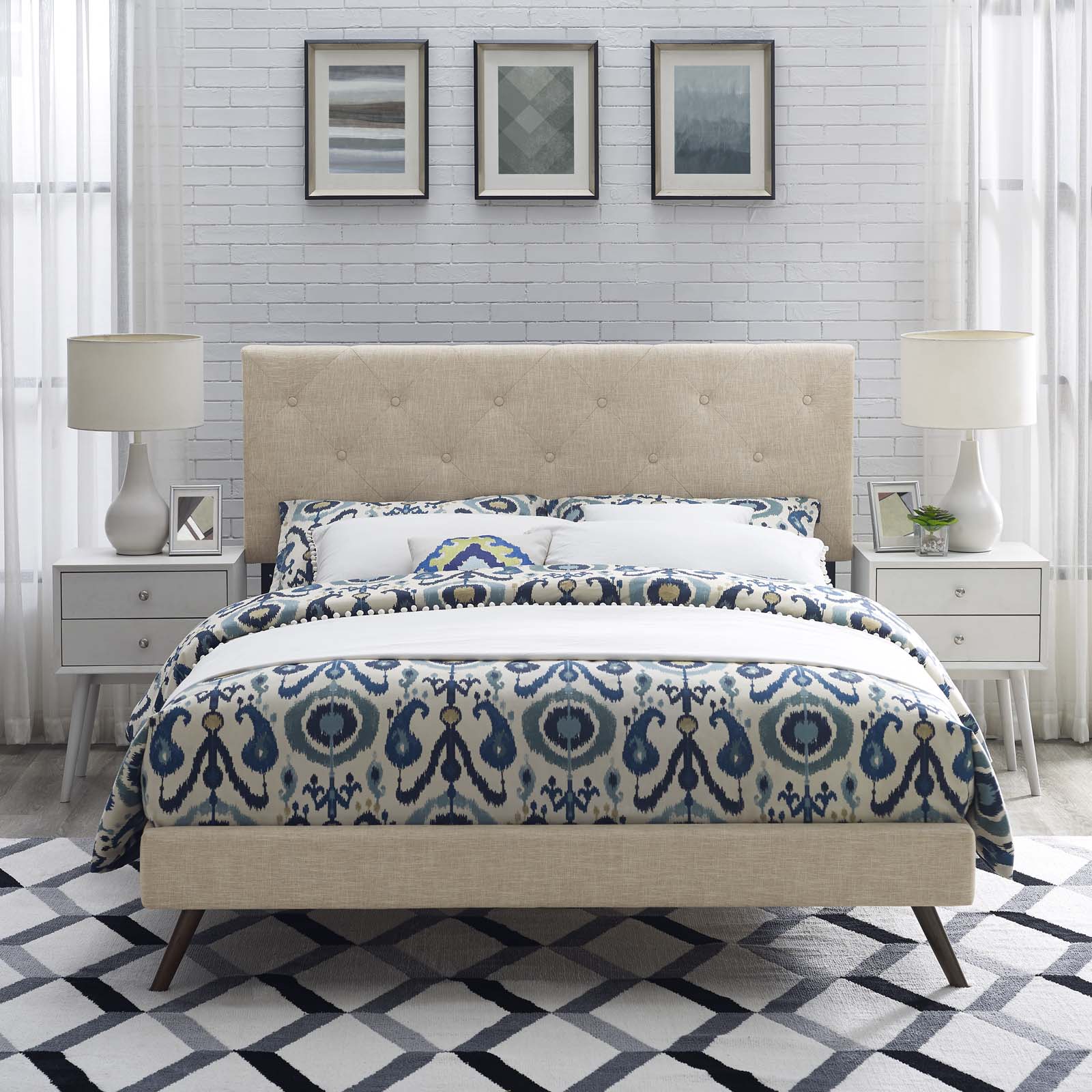 Tarah Full Fabric Platform Bed with Round Splayed Legs By Modway - MOD-5977