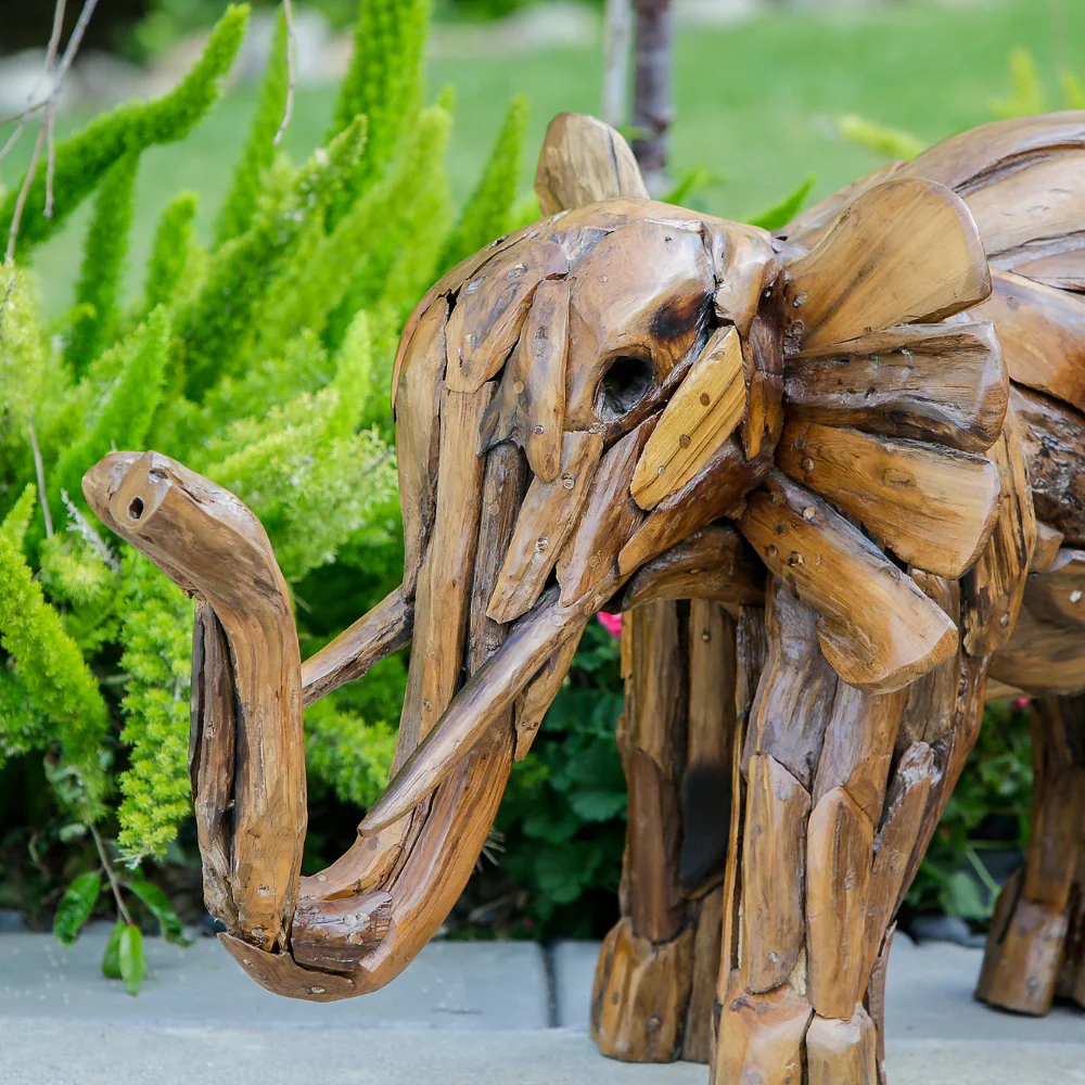 Teak Baby Elephant By Garden Age Supply - Image 2