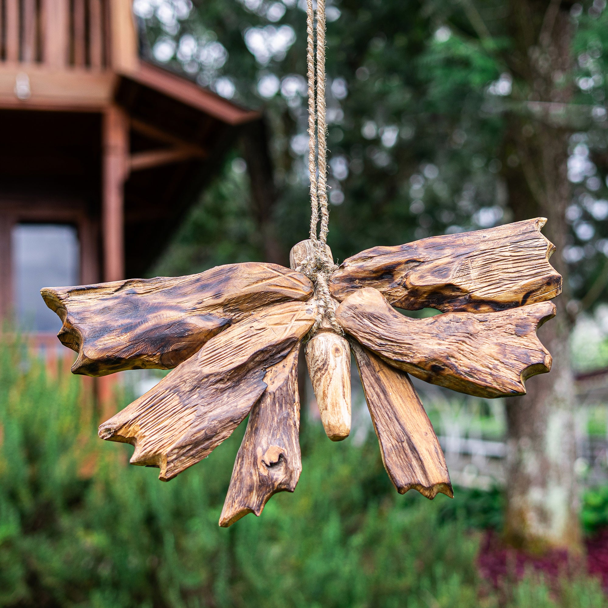 Teak Butterfly Flying Set of 2 By Garden Age Supply - Image 2