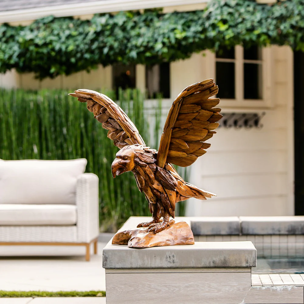 Teak Eagle 24" Tall By Garden Age Supply - Image 3