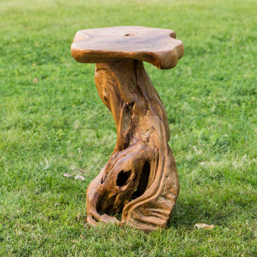 Teak Mushroom Bar Stool Set of 2 By Garden Age Supply