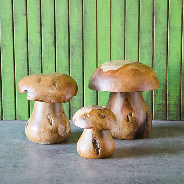 Teak Mushroom Stools By Garden Age Supply - Image 2