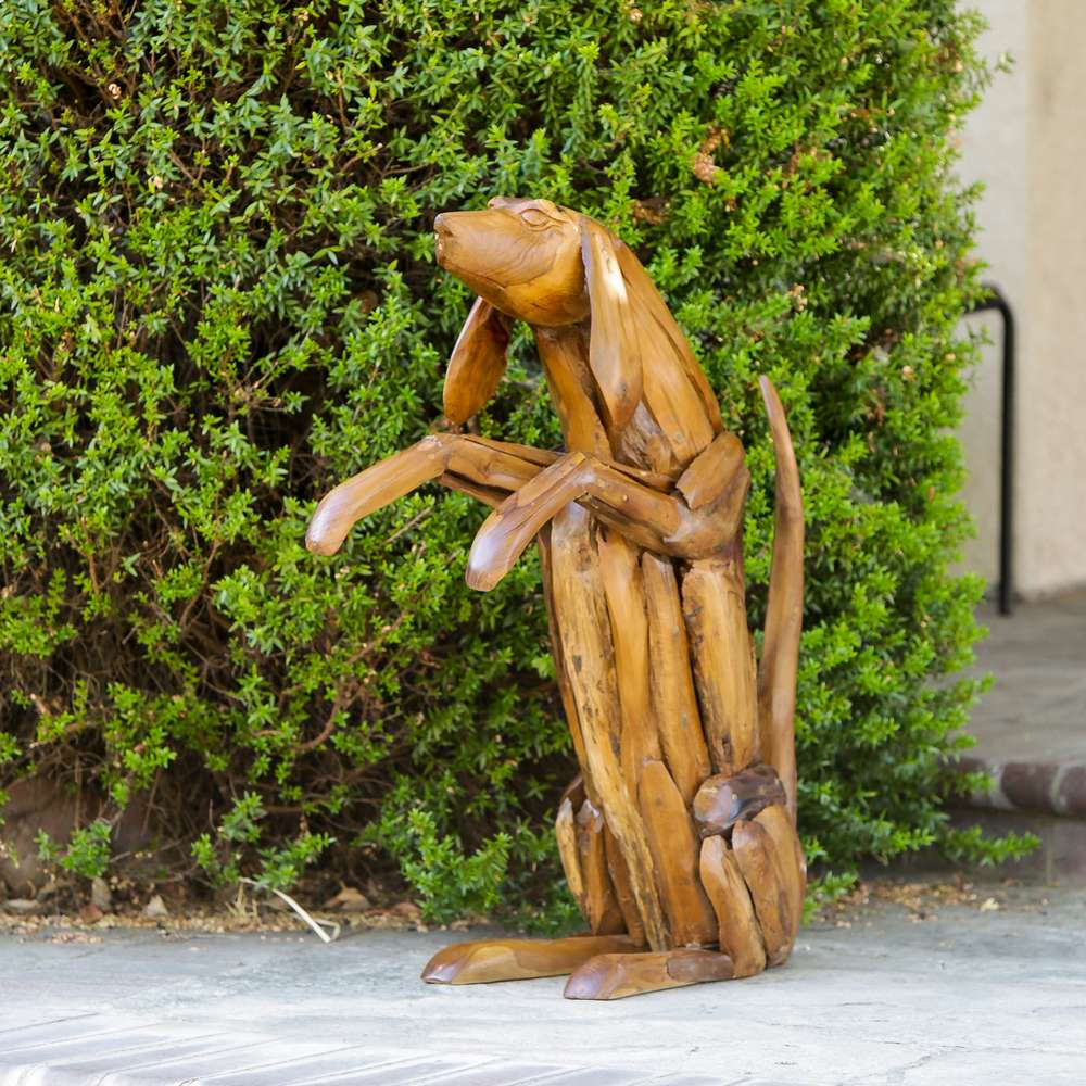 Teak Playful Dog By Garden Age Supply