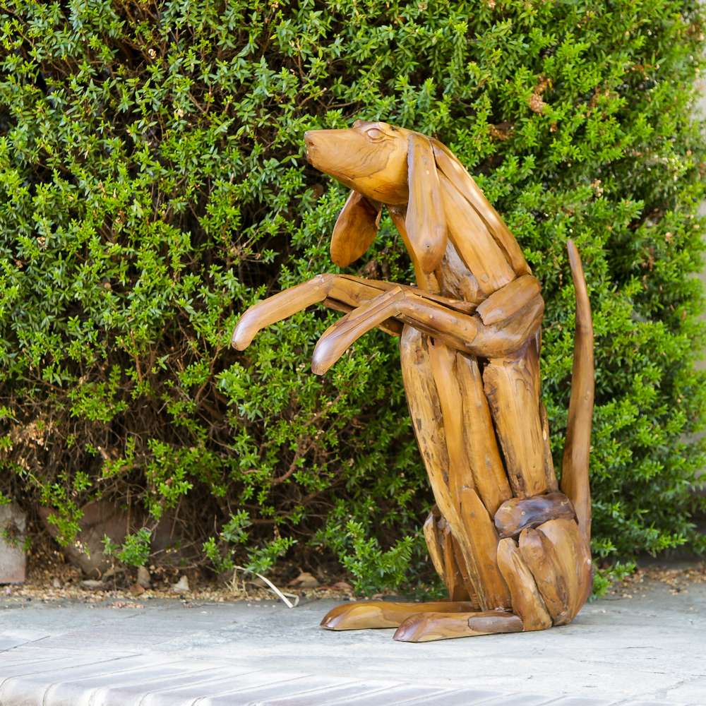 Teak Playful Dog By Garden Age Supply - Image 2