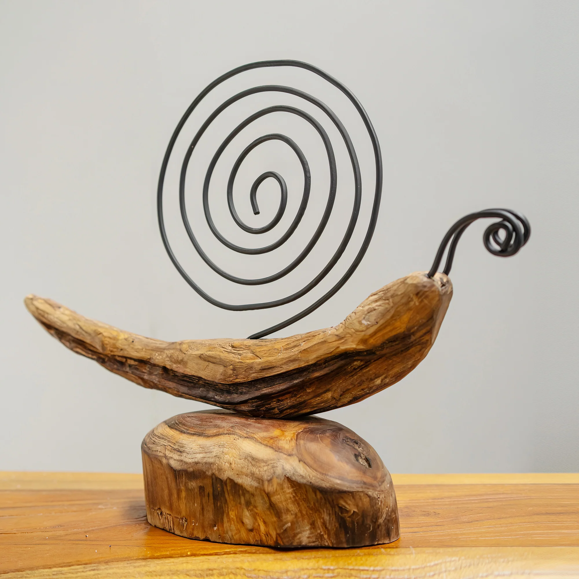 Teak Snail on Stand Set of 2 By Garden Age Supply - Image 3