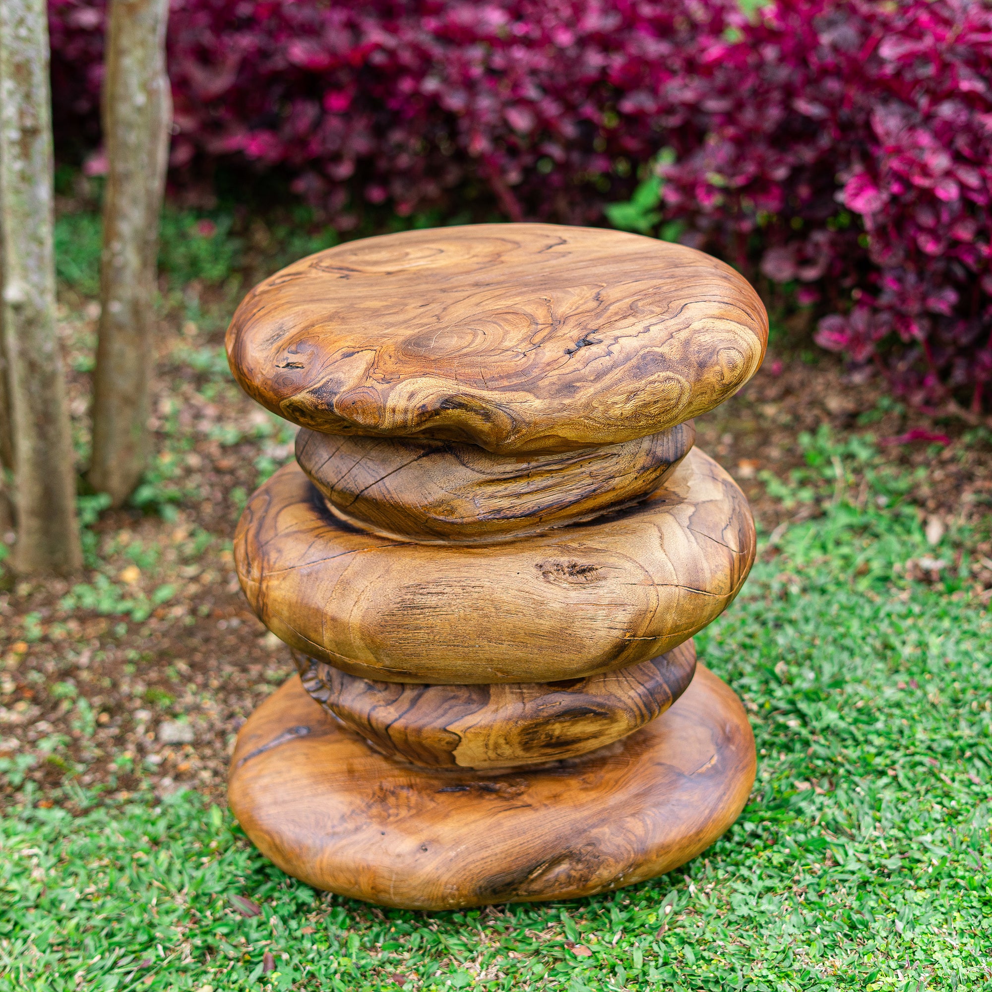 Teak Stacked Stool By Garden Age Supply