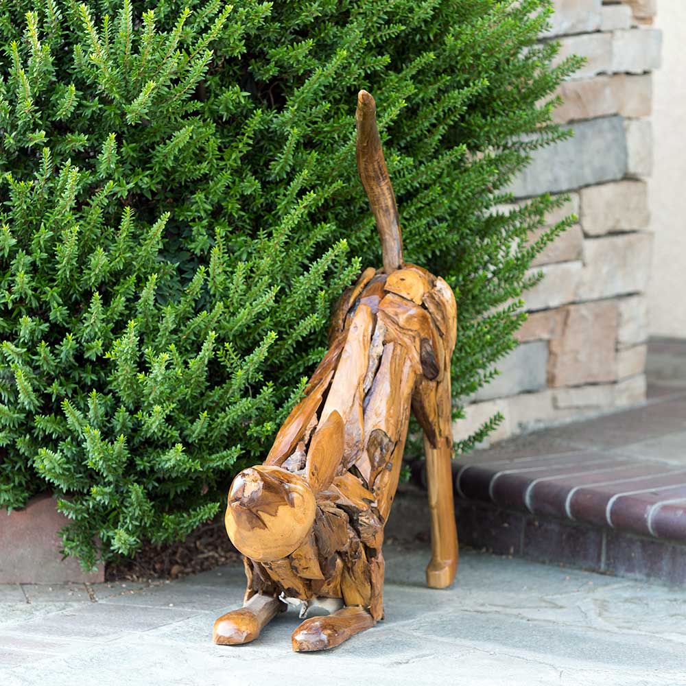 Teak Stretching Dog By Garden Age Supply - Image 3