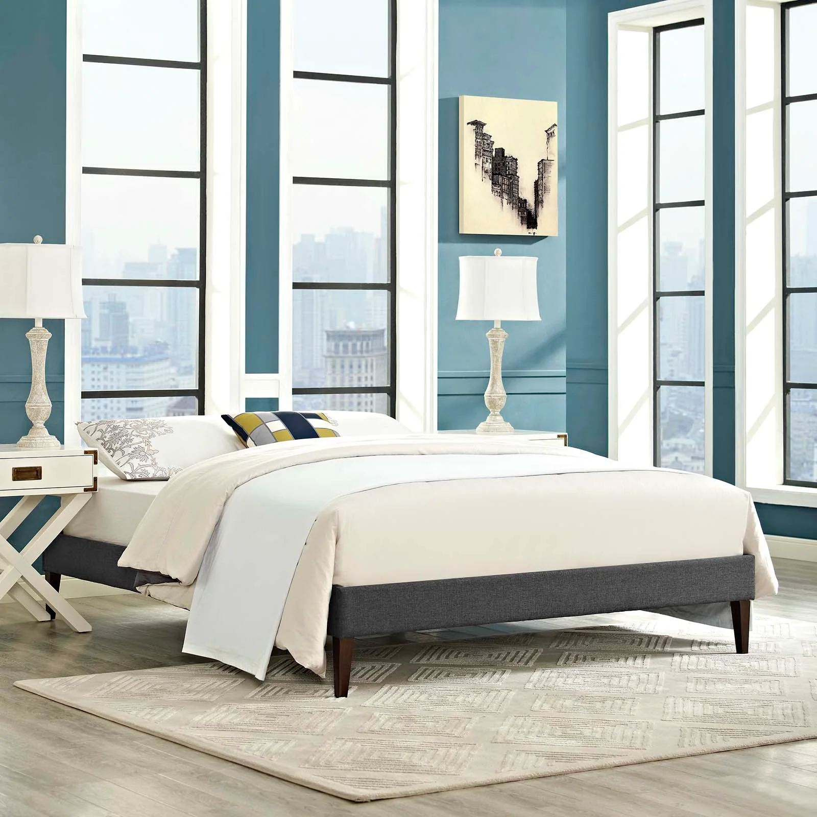 Tessie King Fabric Bed Frame with Squared Tapered Legs By Modway - MOD-5901