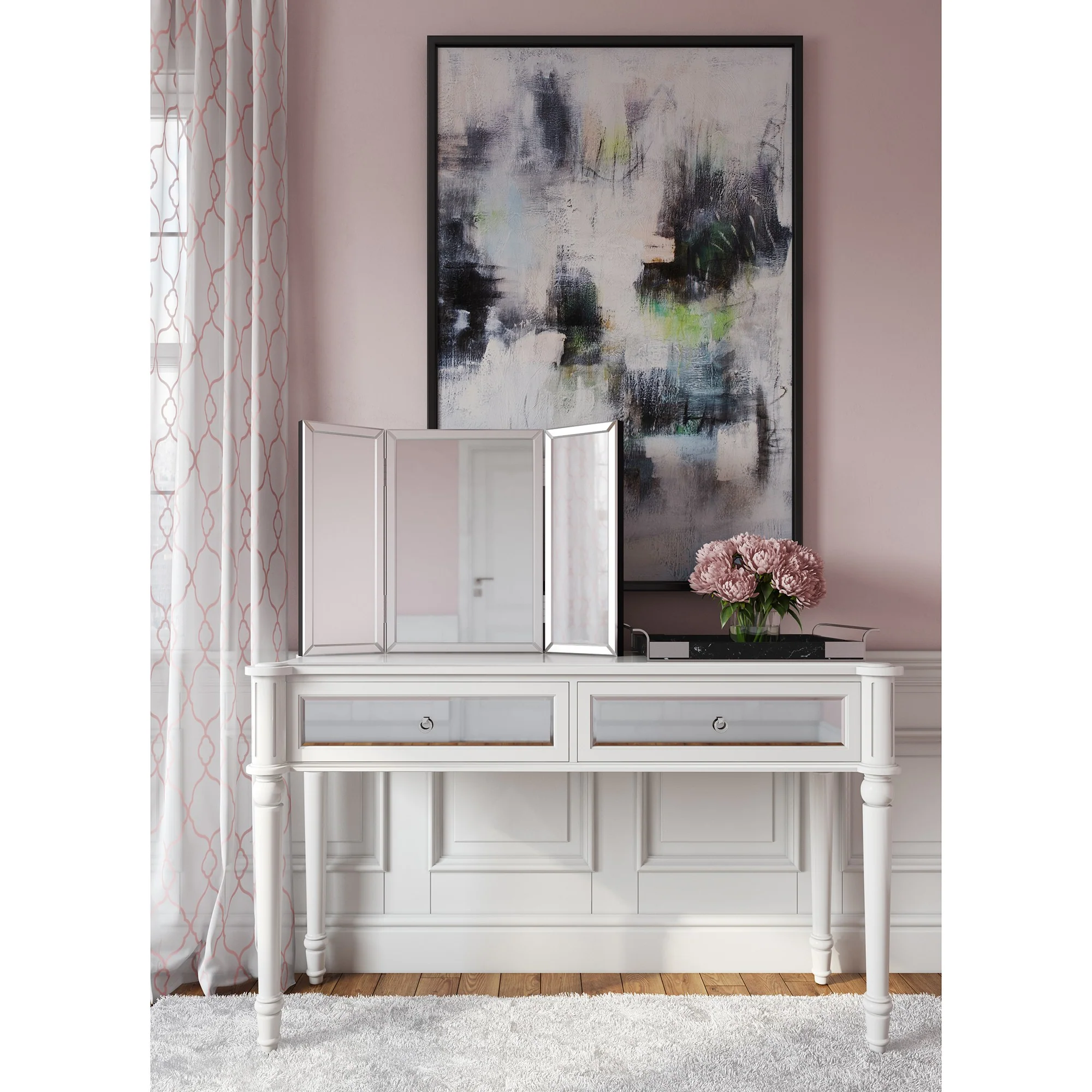 Three Part Hinged Vanity Tabletop Mirror By Homeroots