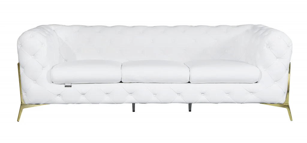 Three Piece White Italian Leather Five Person Seating Set By Homeroots - Image 2