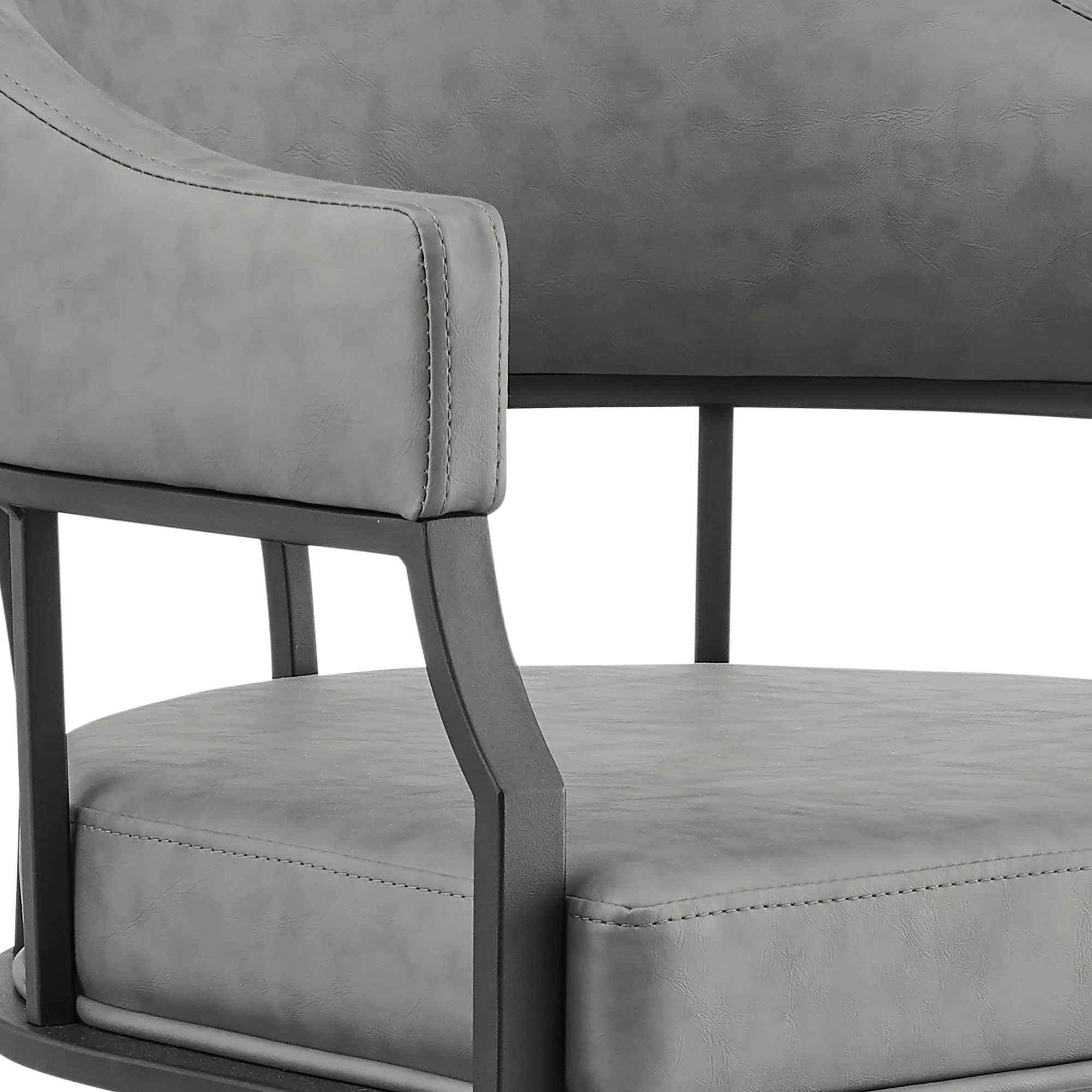 Tibet 5 Piece Dining Set with Round Glass Tabletop and Faux Leather Rolling Chairs By Armen Living - Image 7