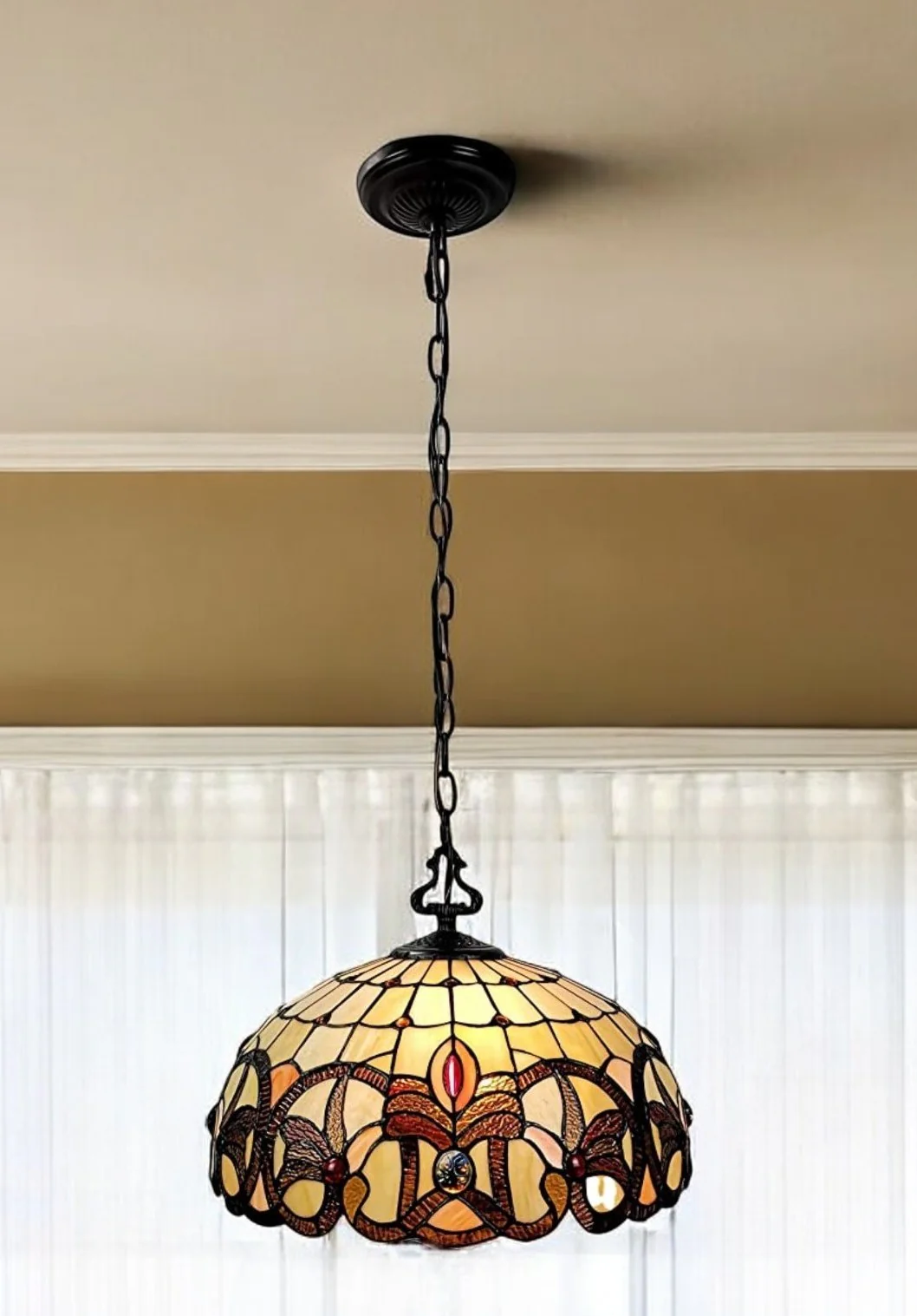 Tiffany Style Stained Glass Two Light Glass Dimmable Ceiling Light By Homeroots