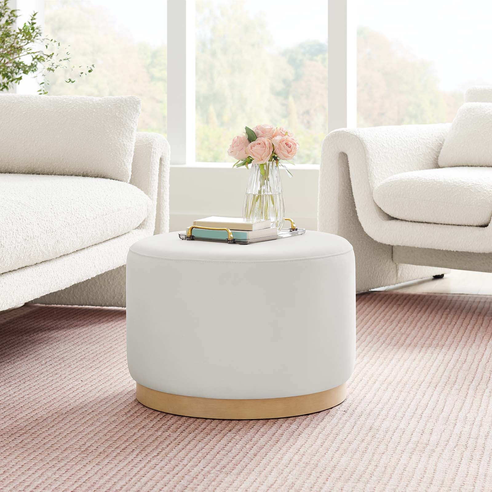 Tilden Large 23" Round Performance Velvet Upholstered Ottoman By Modway - EEI-6646