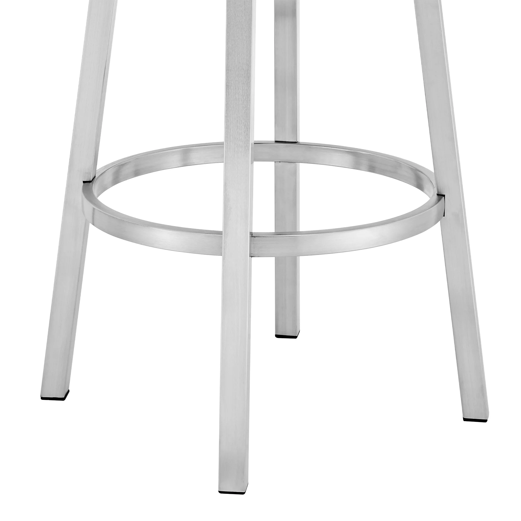 Titana 26" Counter Height Swivel Red Faux Leather and Brushed Stainless Steel Bar Stool By Armen Living - Image 7