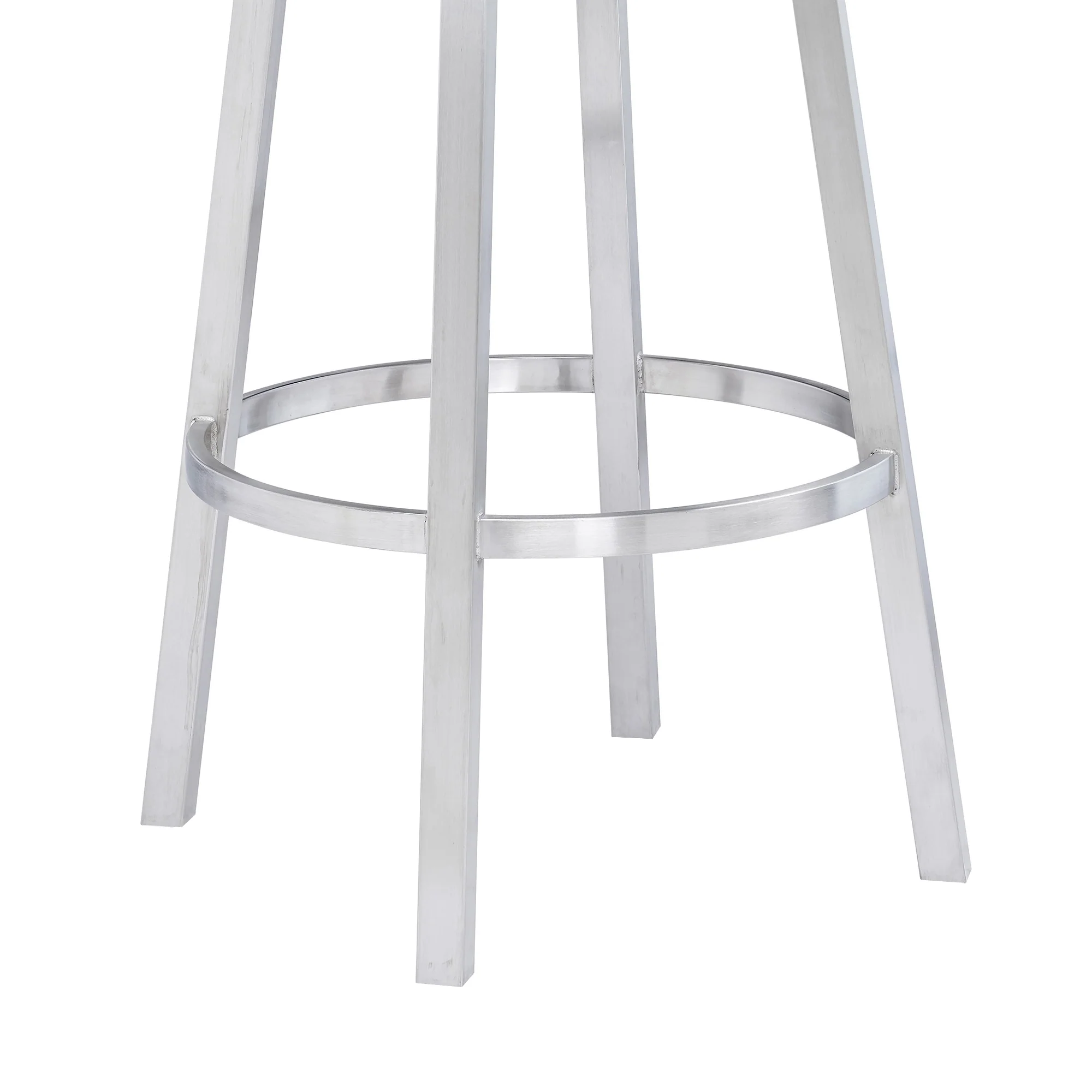 Titana 26" Counter Height Swivel White Faux Leather and Brushed Stainless Steel Bar Stool By Armen Living - Image 7
