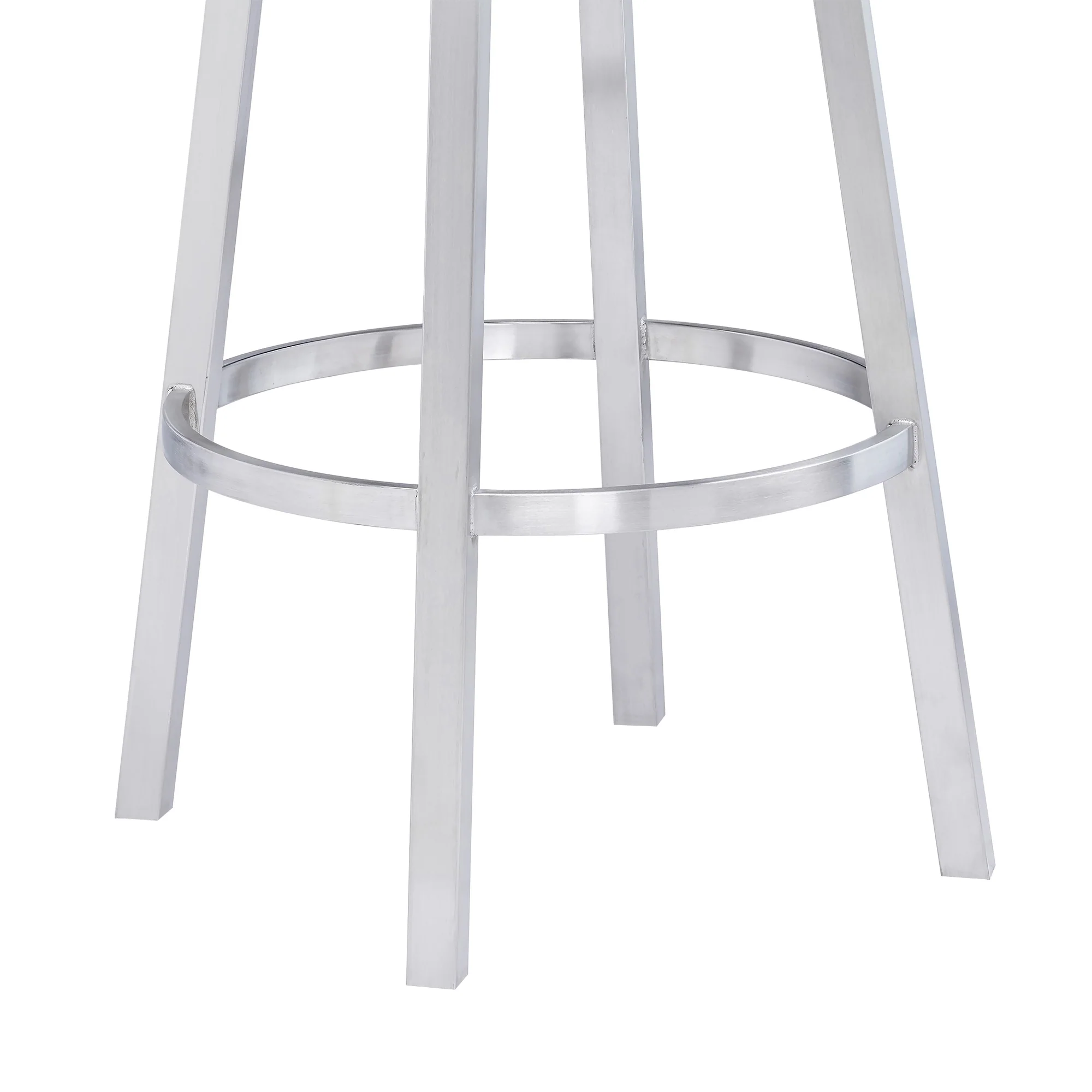 Titana 30" Bar Height Swivel Black Faux Leather and Brushed Stainless Steel Bar Stool By Armen Living - Image 7