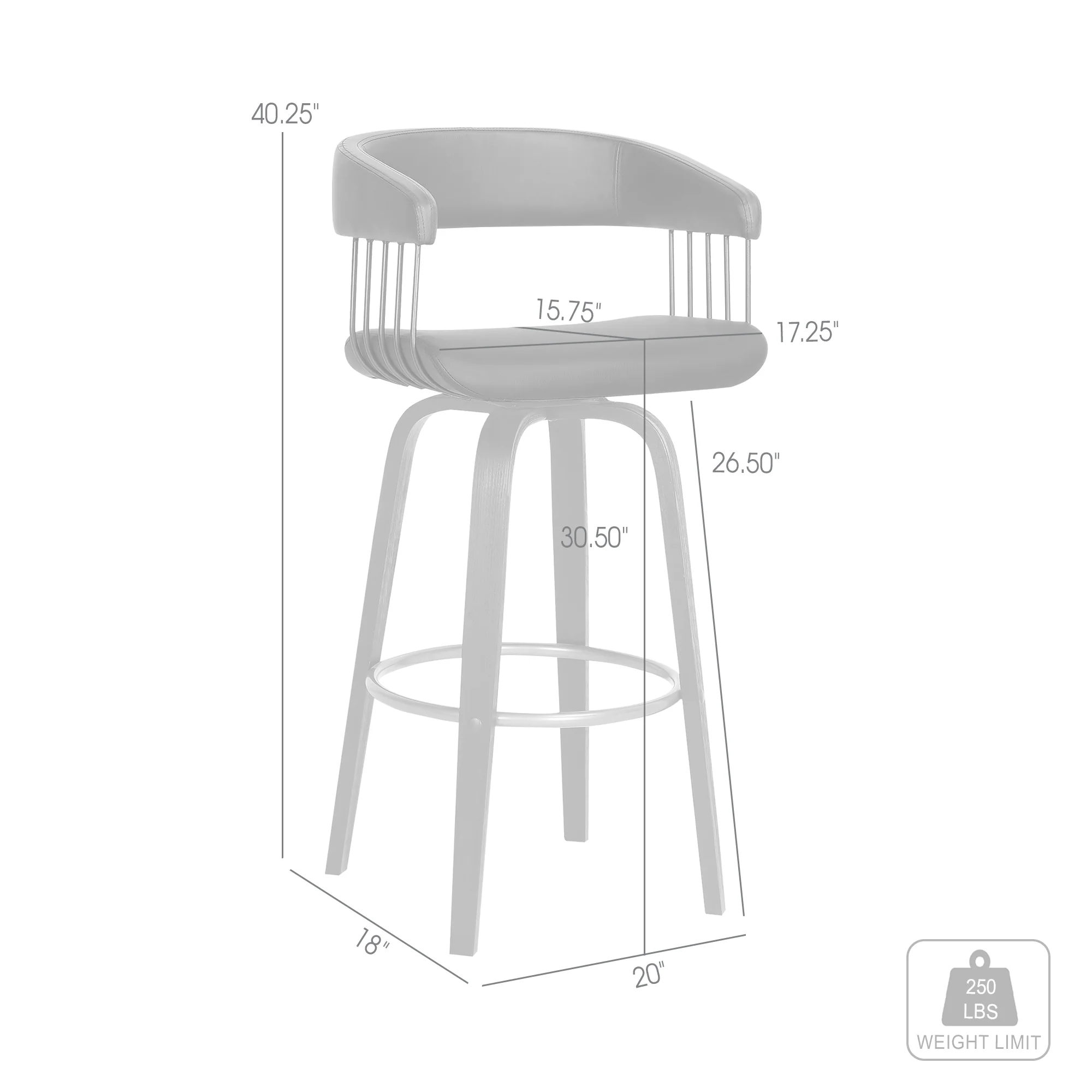 Topanga 30.5" Swivel Black Wood Bar Stool in Black Faux Leather with Golden Bronze Metal By Armen Living - Image 8