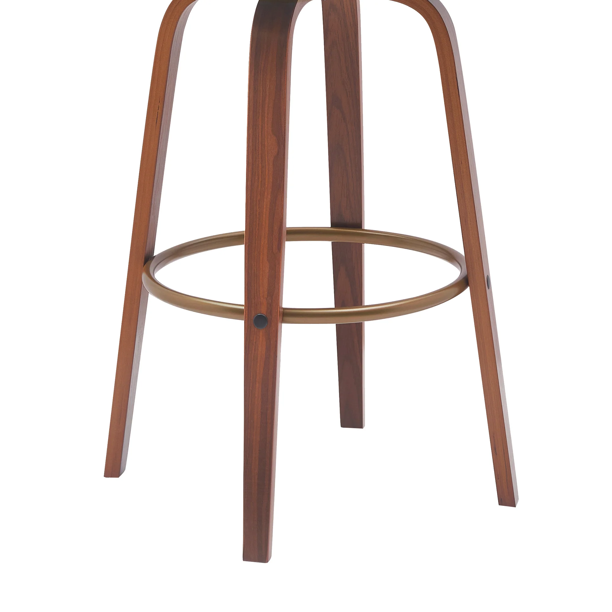 Topanga 30.5" Swivel Walnut Wood Bar Stool in Cream Faux Leather with Golden Bronze Metal By Armen Living - Image 14