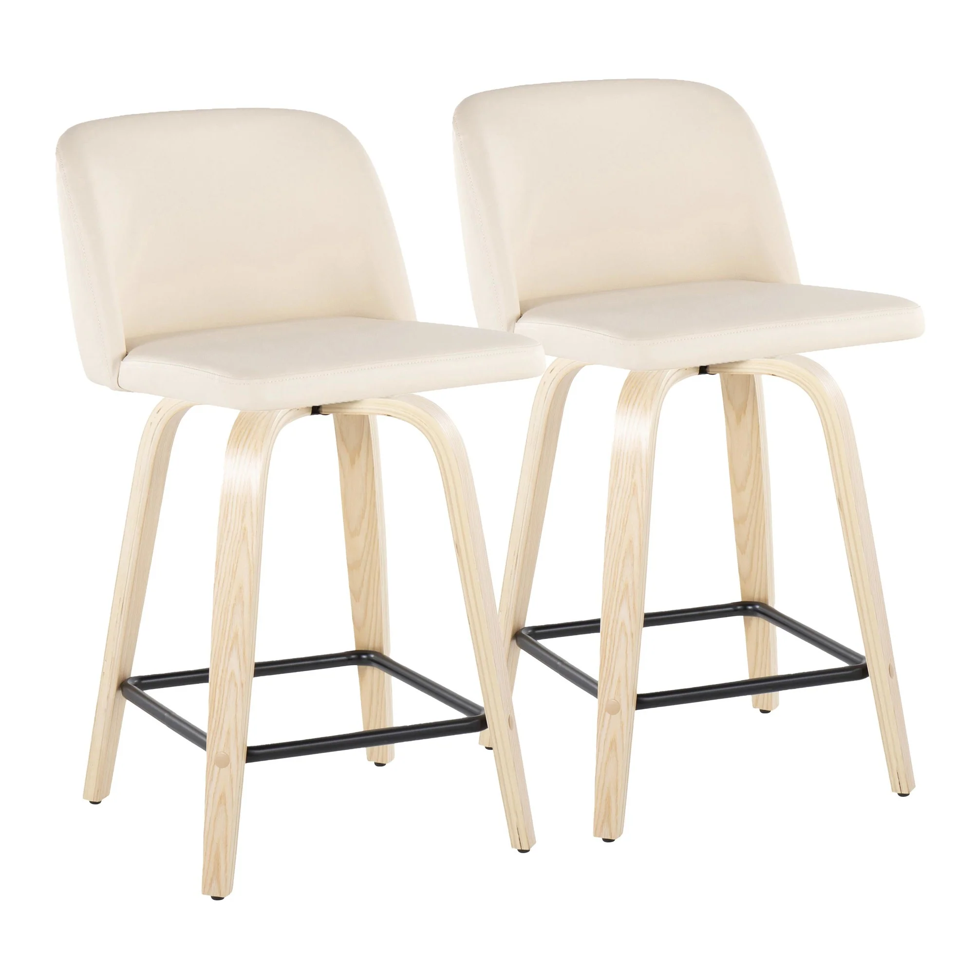 Toriano 24" Fixed Height Counter Stool - Set of 2 Cream By LumiSource
