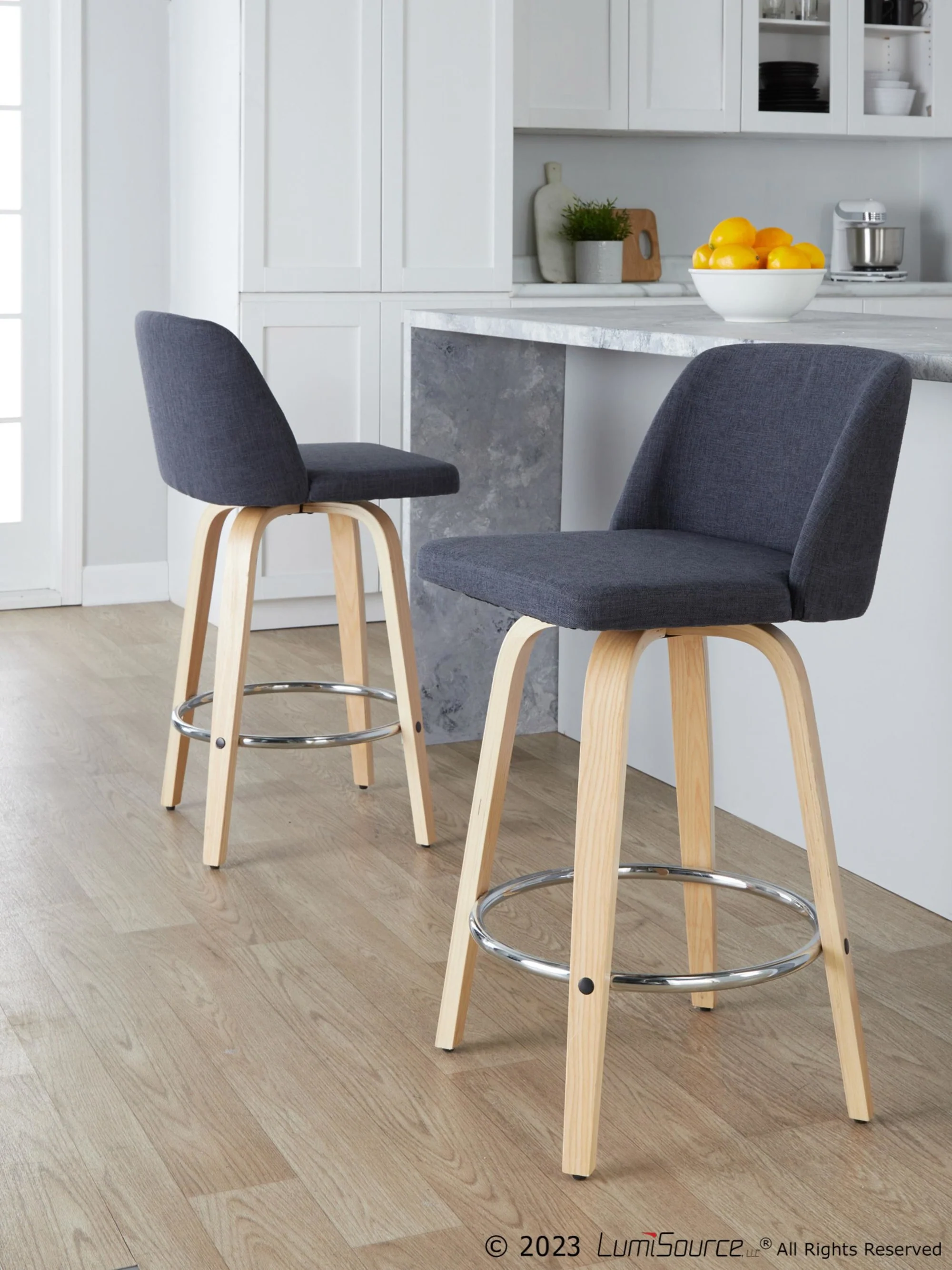 Toriano 26" Fixed-Height Counter Stool - Set of 2 By LumiSource - B26-TRNOFB-GRTZR2 NABU2