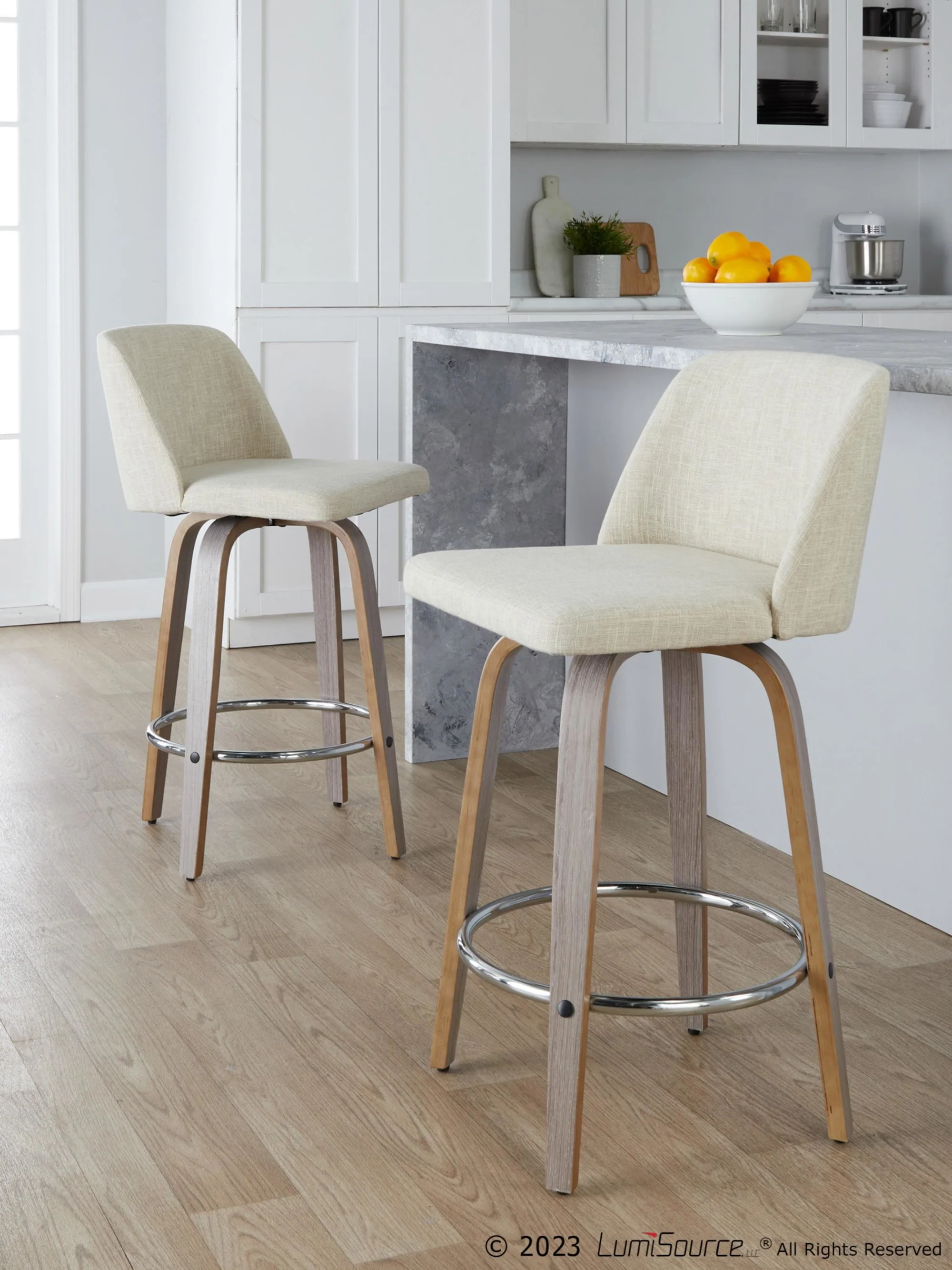 Toriano 26" Fixed-Height Counter Stool - Set of 2 By LumiSource - B26-TRNOFB-GRTZR2 WWNCR2