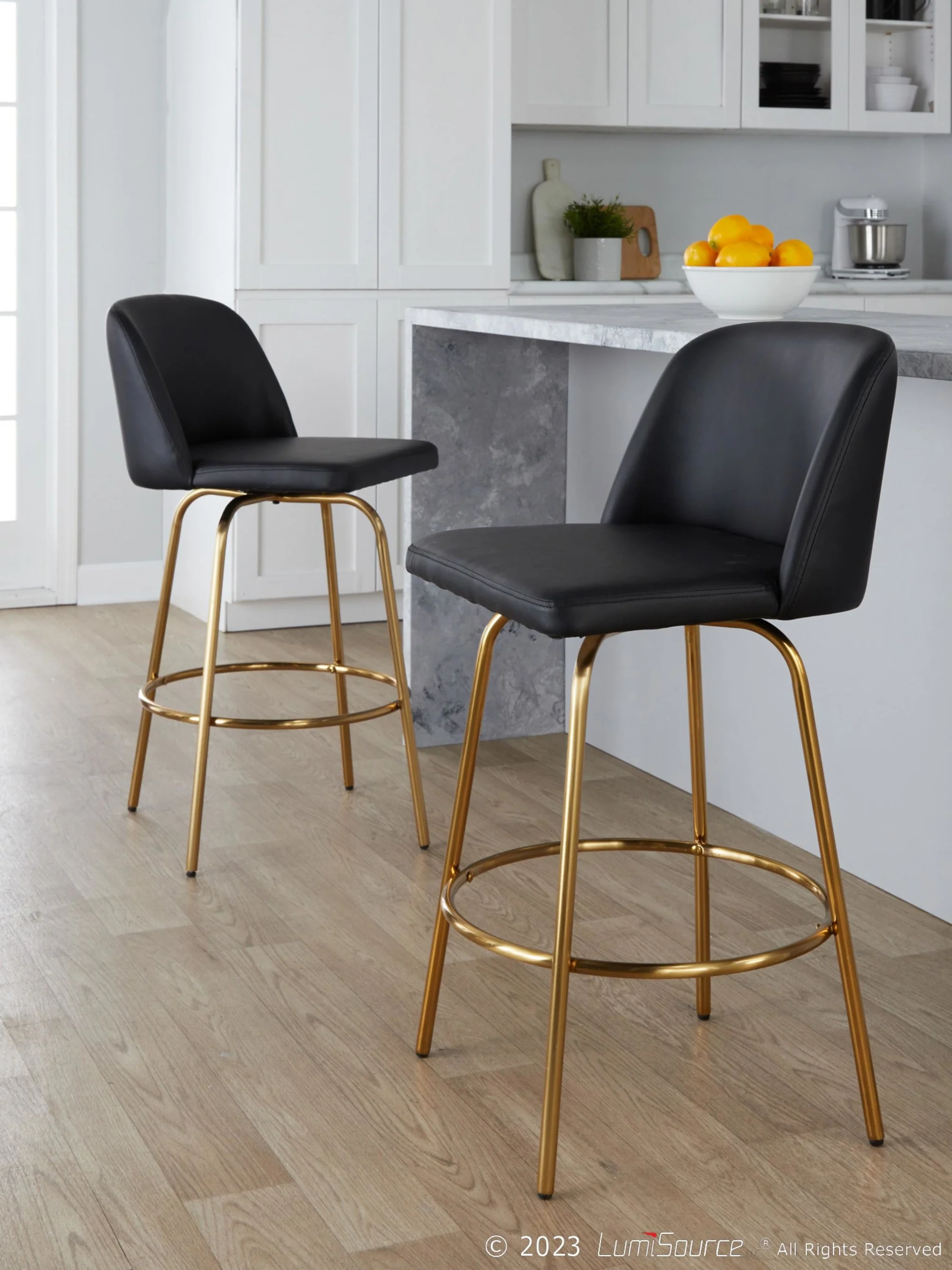 Toriano 26" Fixed-Height Counter Stool - Set of 2 By LumiSource - B26-TRNOPU-CLARZG2 AUBK2