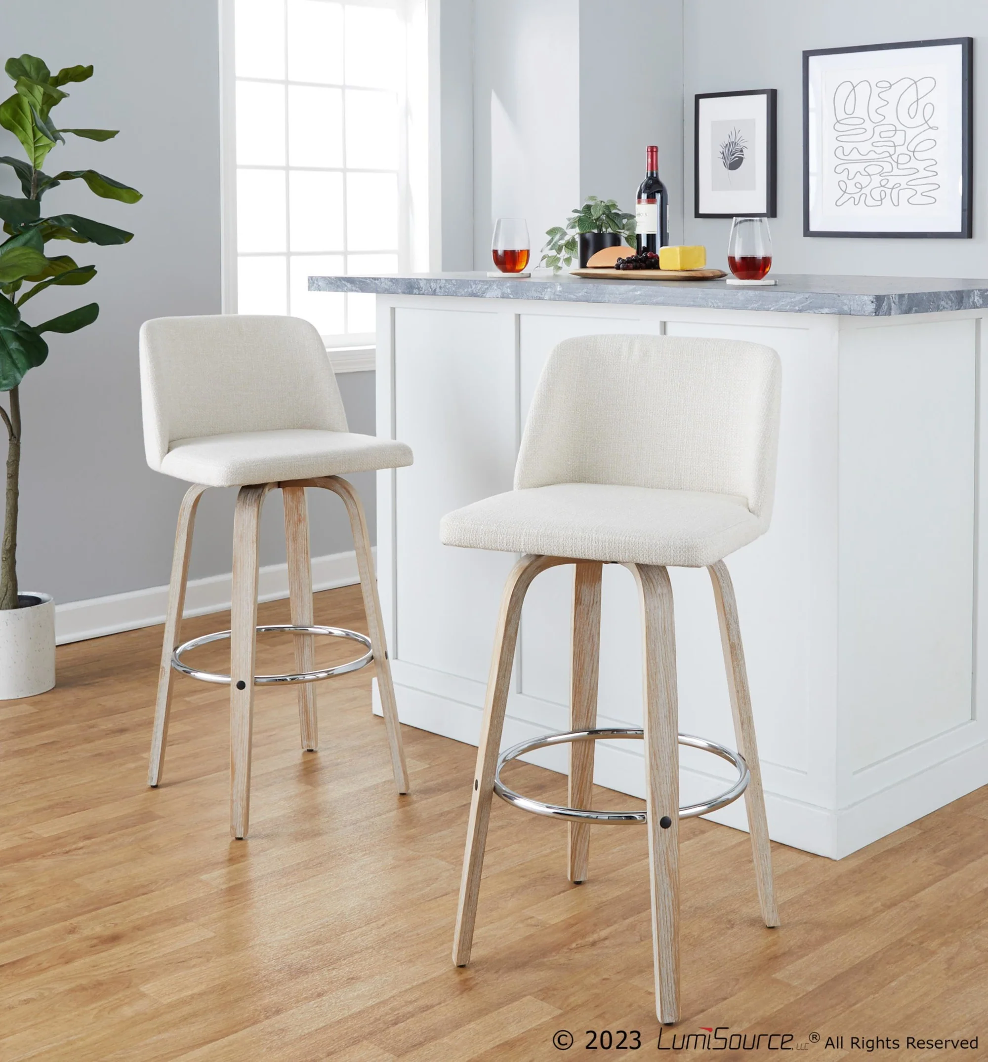 Toriano 30" Fixed-Height Barstool - Set of 2 By LumiSource - B30-TRNOFB-GRTZR2 WWNCR2