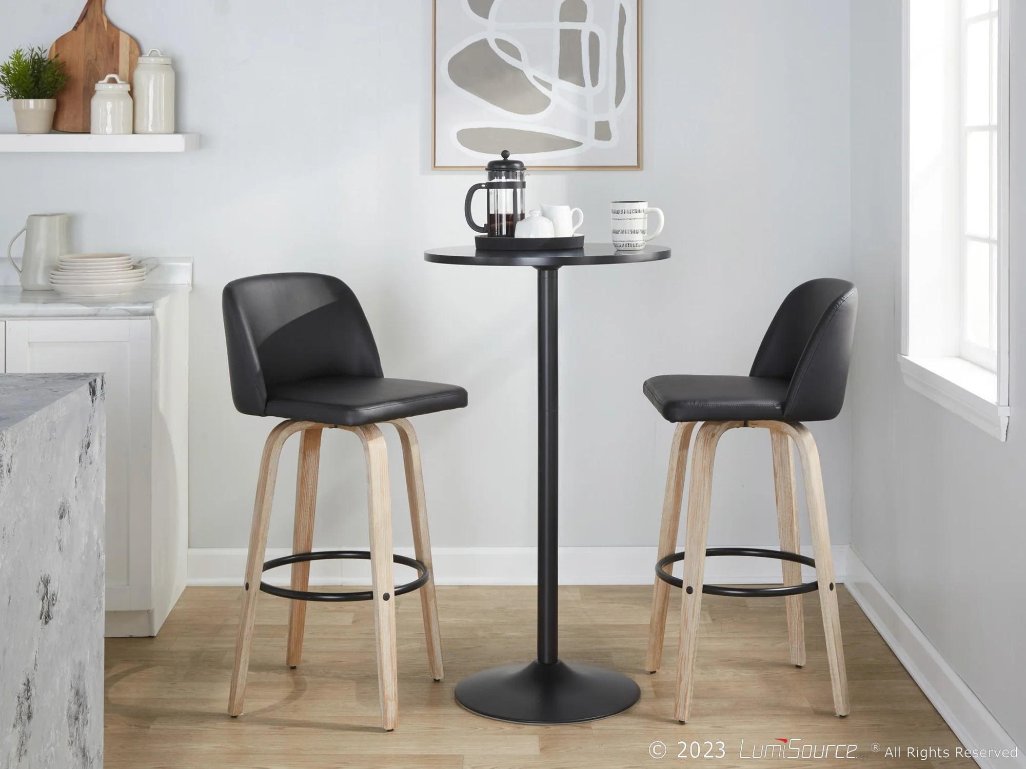 Toriano 30" Fixed-Height Barstool - Set of 2 By LumiSource - B30-TRNOPU-GRTZQ2 WWBK2