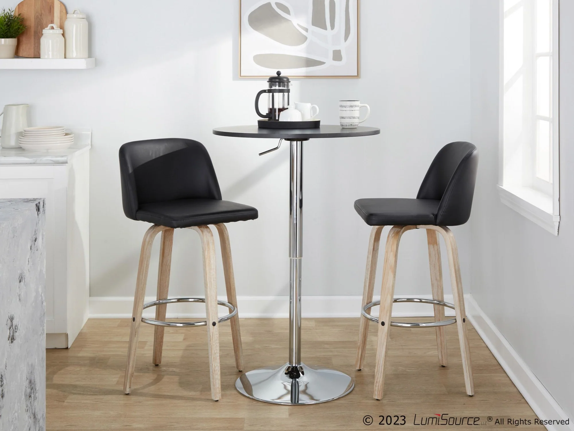 Toriano 30" Fixed-Height Barstool - Set of 2 By LumiSource - B30-TRNOPU-GRTZR2 WWBK2
