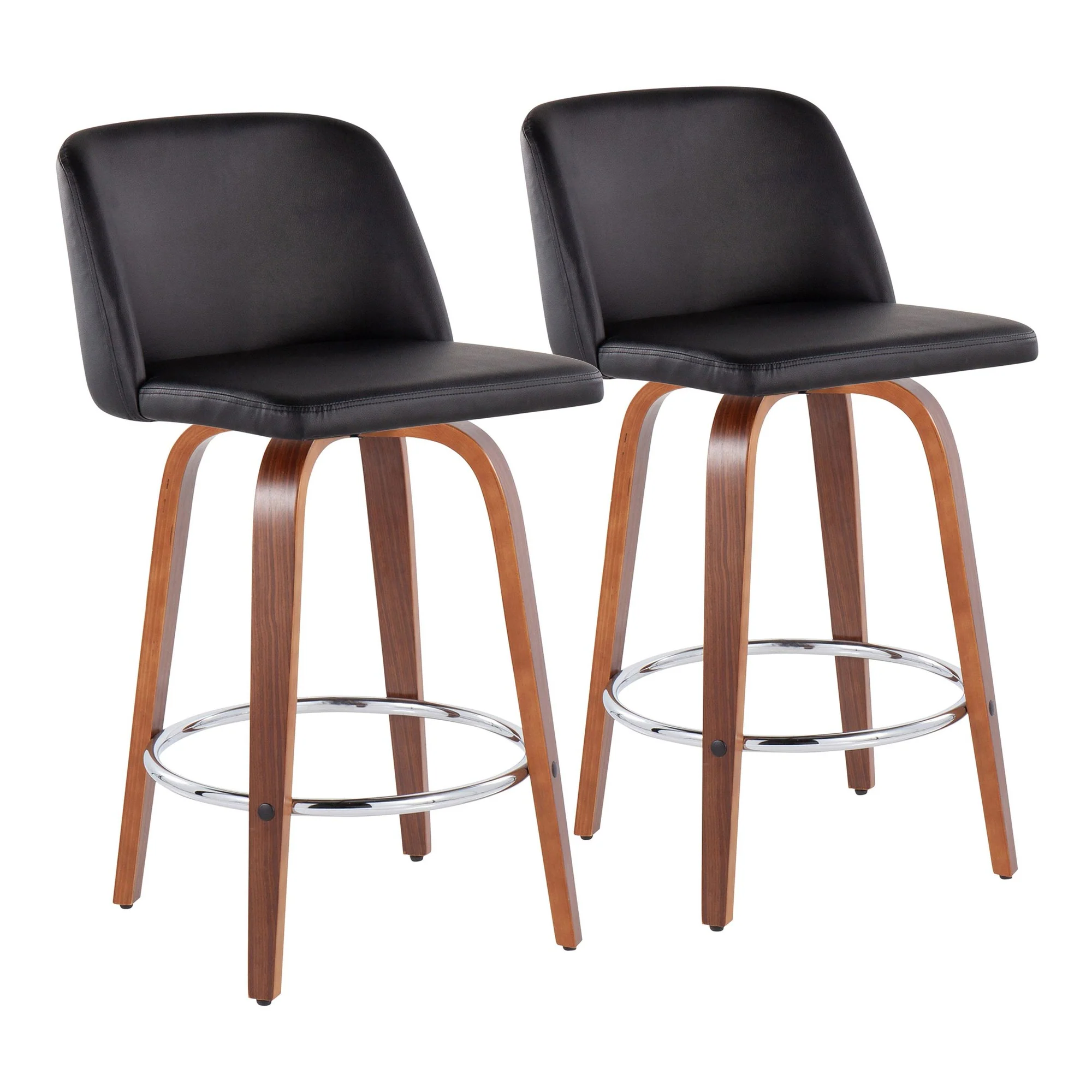 Toriano Fixed-Height Counter Stool - Set of 2 Black By LumiSource - B26-TRNOPU-SWVR2 WLBK2